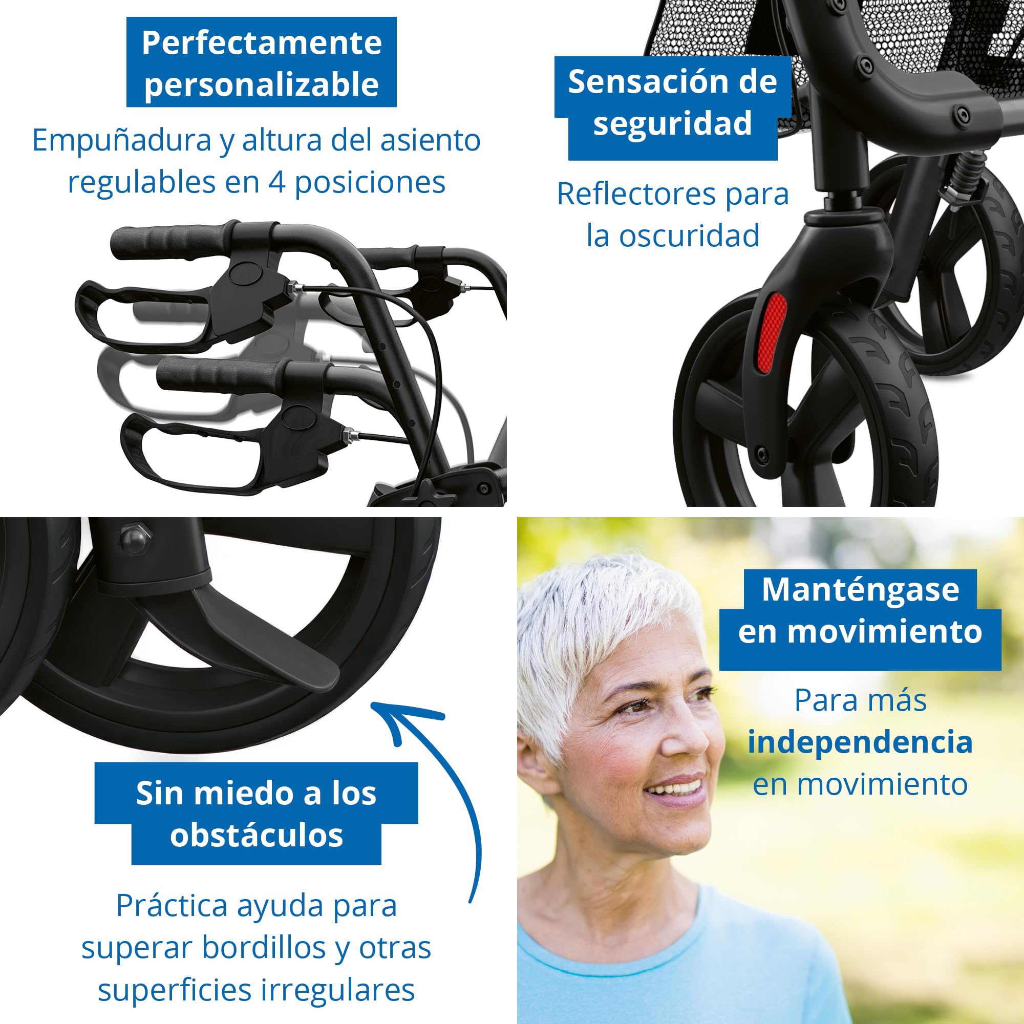 Weinberger Andador de aluminio Basic, plegable, con asiento, peso ligero, 6,2 kg, dispositivo médico clase 1, altura regulable, andador, andador, andador, andador de viaje, 46501