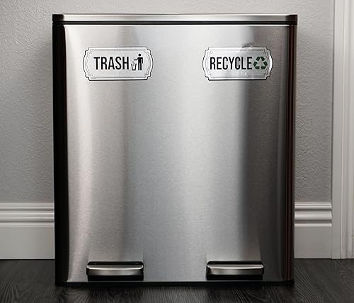 Miniatura 3 de Calcomanías de reciclaje y basura para botes de basura de cocina y contenedores de reciclaje, combo de calcomanías de basura y reciclaje para