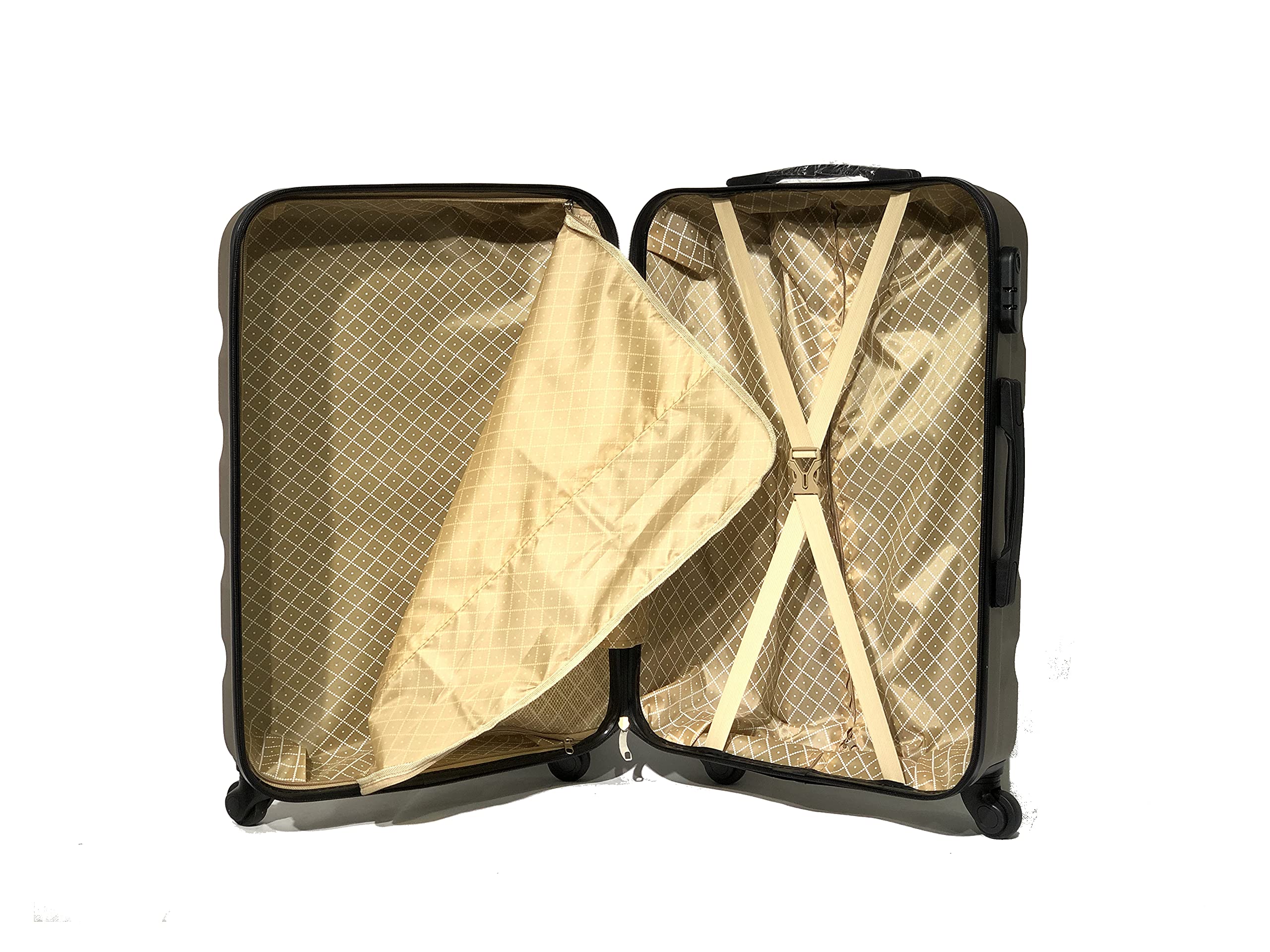 CELIMS - Set Valigie | Valigia Media 20 kg Rigida Champagne + Beauty Case da Viaggio 35cm | Valigia da Stiva 65cm | Trolley Medio 65cm con 4 Ruote | Valigie con Beauty Case