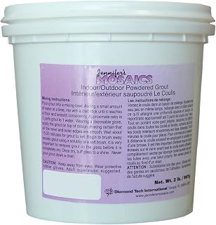 Jennifer's Mosaics White Sanded Grout Powder 2 lbs - Easy Mix for Mosaic Tiles, Indoor Outdoor Use