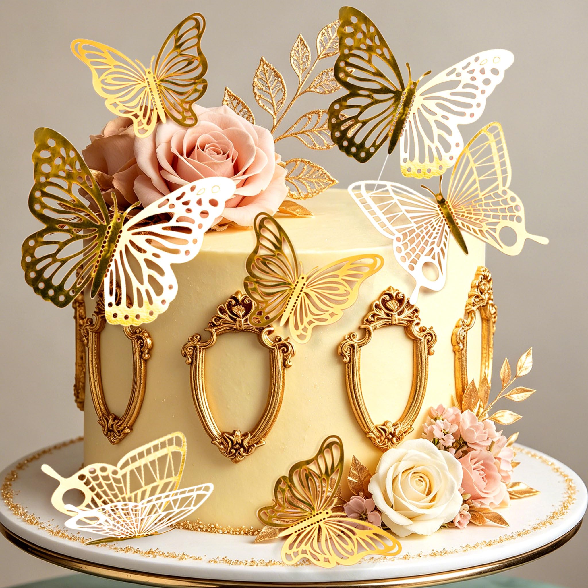 LaVenty Gold Frame Cake Decorations Princess Tea Party Cake Topper