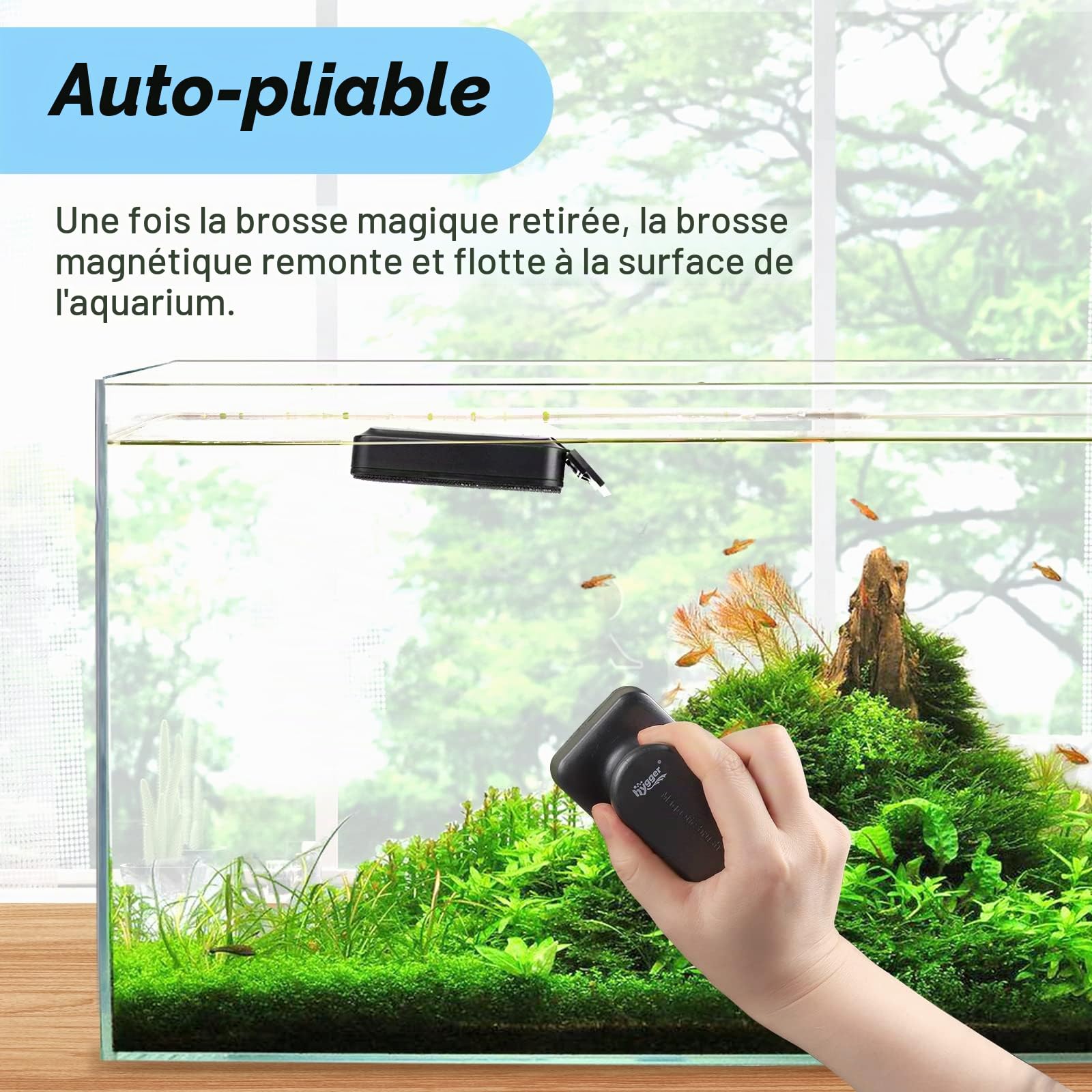 hygger Brosse Aquarium Nettoyage Vitre, Grattoir Algues Aquarium, Brosse Magnétique Aquarium Nettoyage Vitre Algues, Outil de Nettoyage Avec Grattoir Amovible pour Aquarium