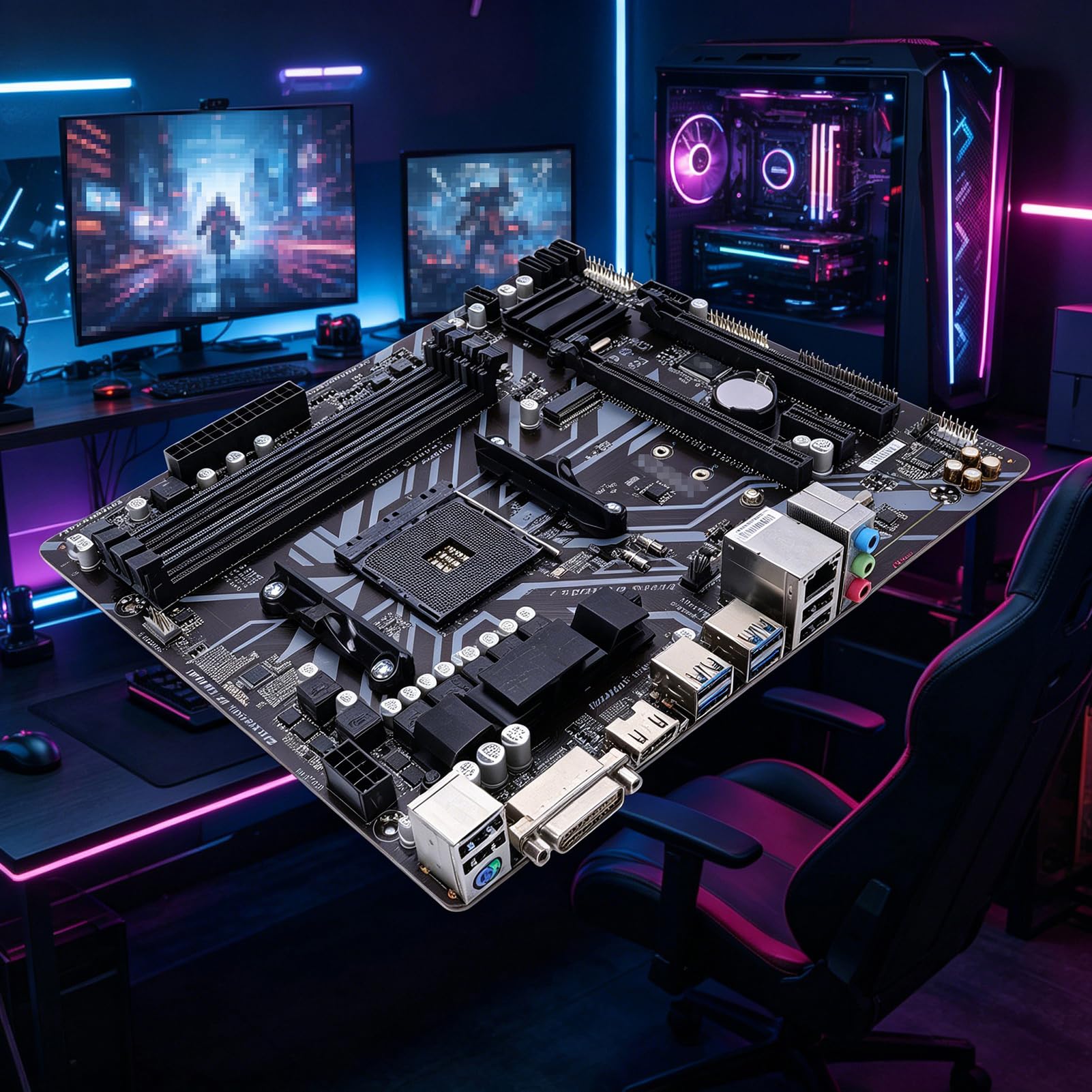 B450M DS3H, Placa Base AM4, Placa para Juegos de Alto Rendimiento, Compatible con Ry de 1.ª a 5.ª Generación, para Entusiastas y Constructores de PC DIY