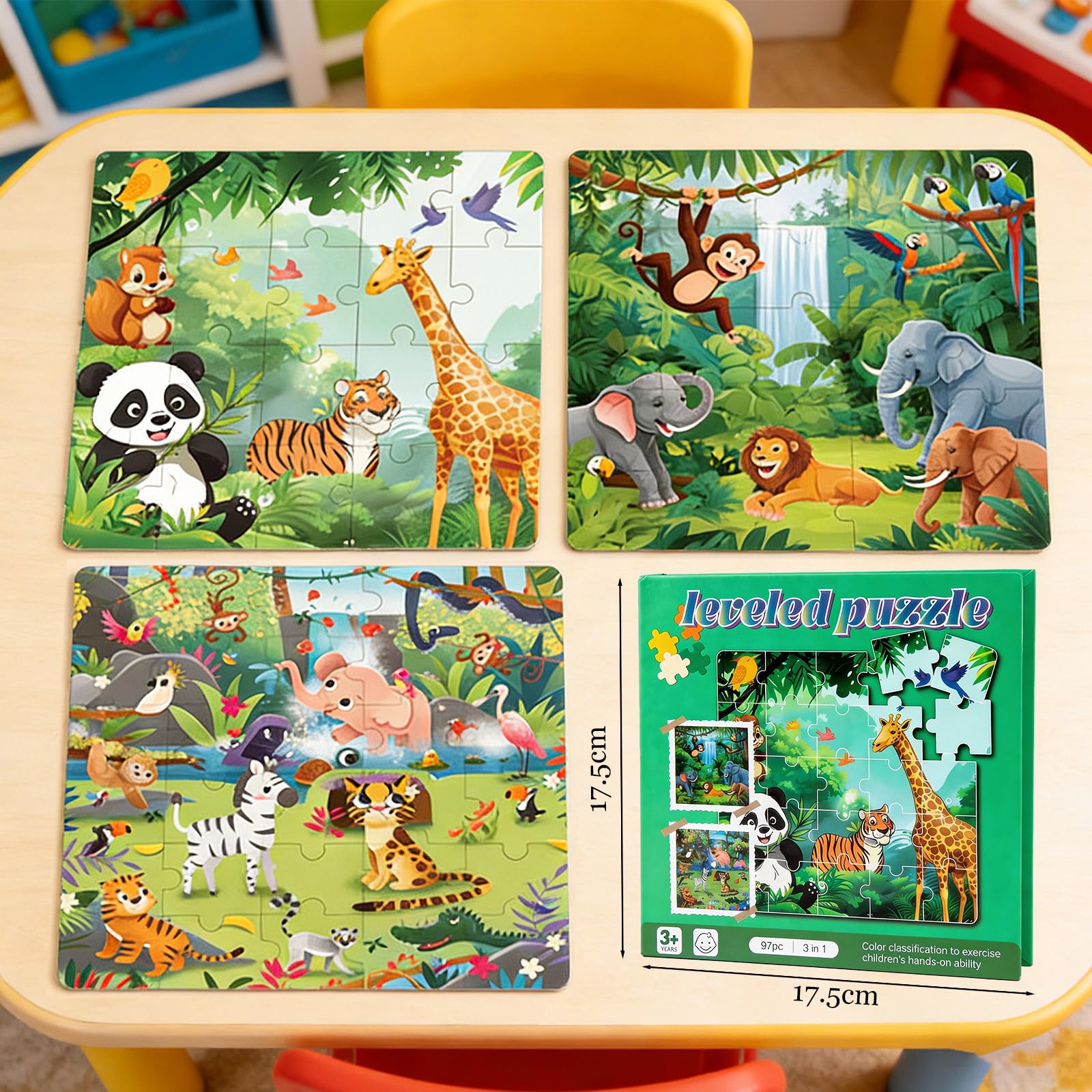 Veloray Puzzle magnetico per bambini dai 3 ai 6 anni - Set 3 in 1 con animali della foresta - 25 pezzi per puzzle su piastra magnetica - Gioco di apprendimento ideale per l'asilo