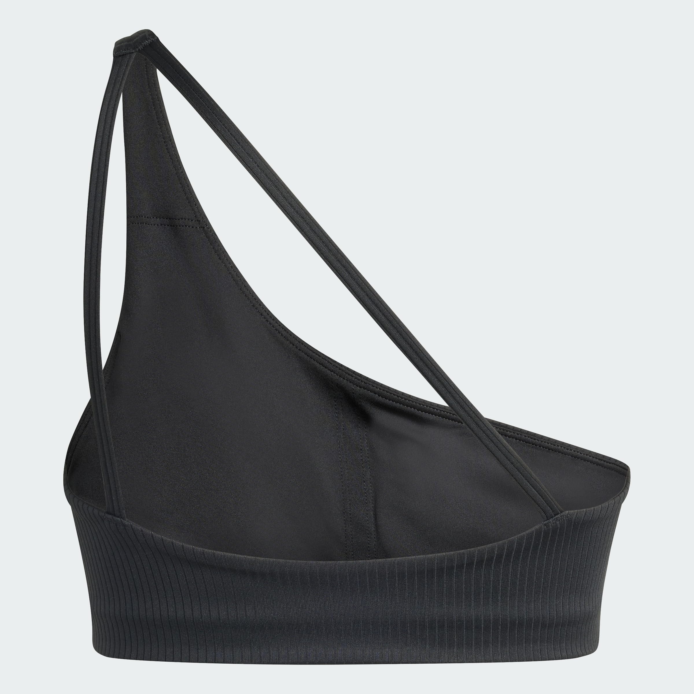 adidas dames Optime Workout Rib One Shoulder Light Support Bra, black, XL