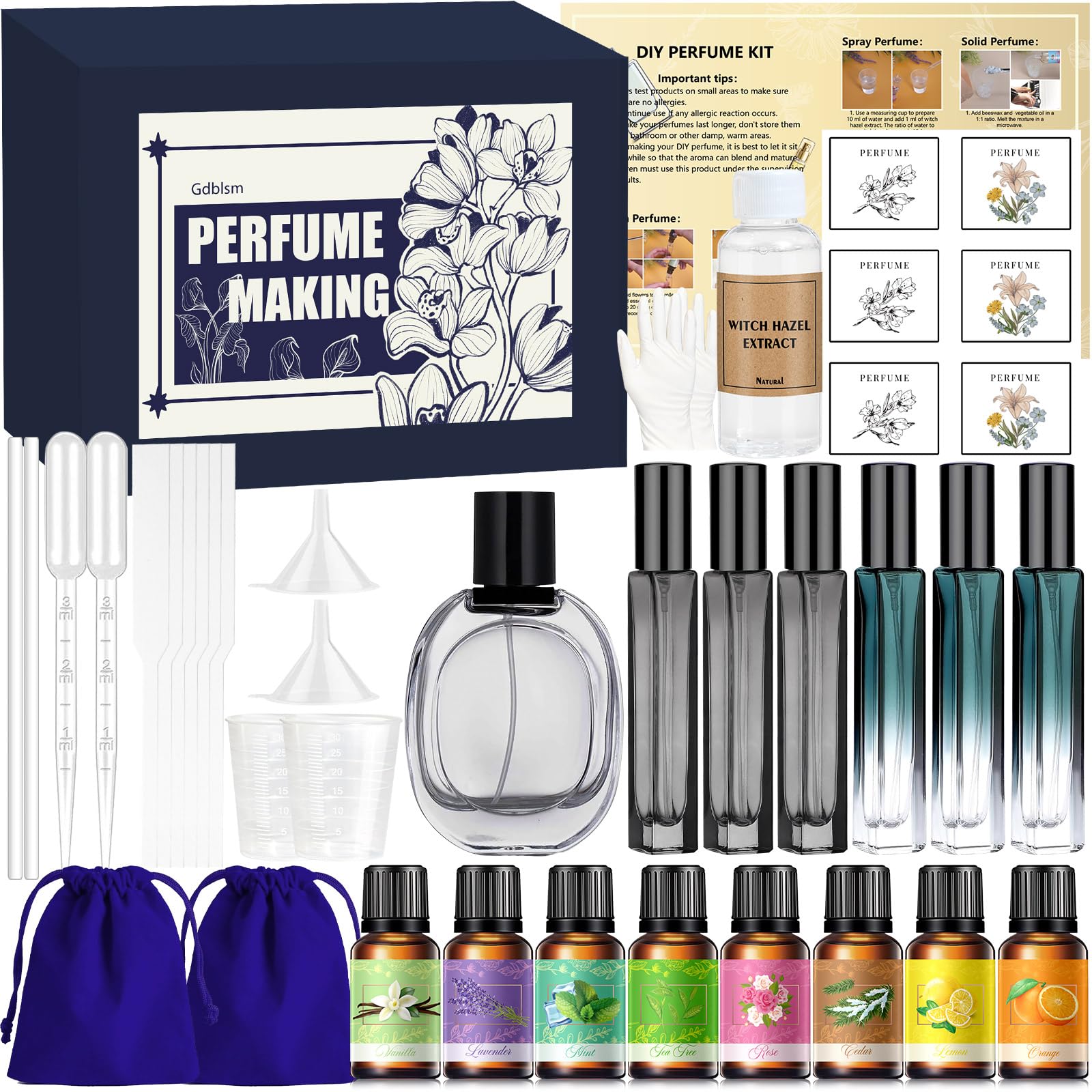 Gdblsm Perfume Making Kit- DIY Cologne Making Kit for Men, Make Your Own Scent with Essential Oil, Spray Bottle, Men's Fragrances Maker, Scent Set, Perfume Gifts for Women Girls Boyfriend
