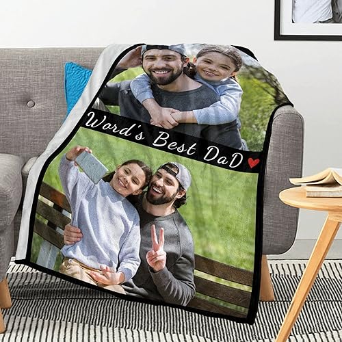 Miniatura 9 de DIYKST Manta personalizada para el día del padre con collage de fotos, manta personalizada con fotos para papáabueloregalos de hija o hijo, manta