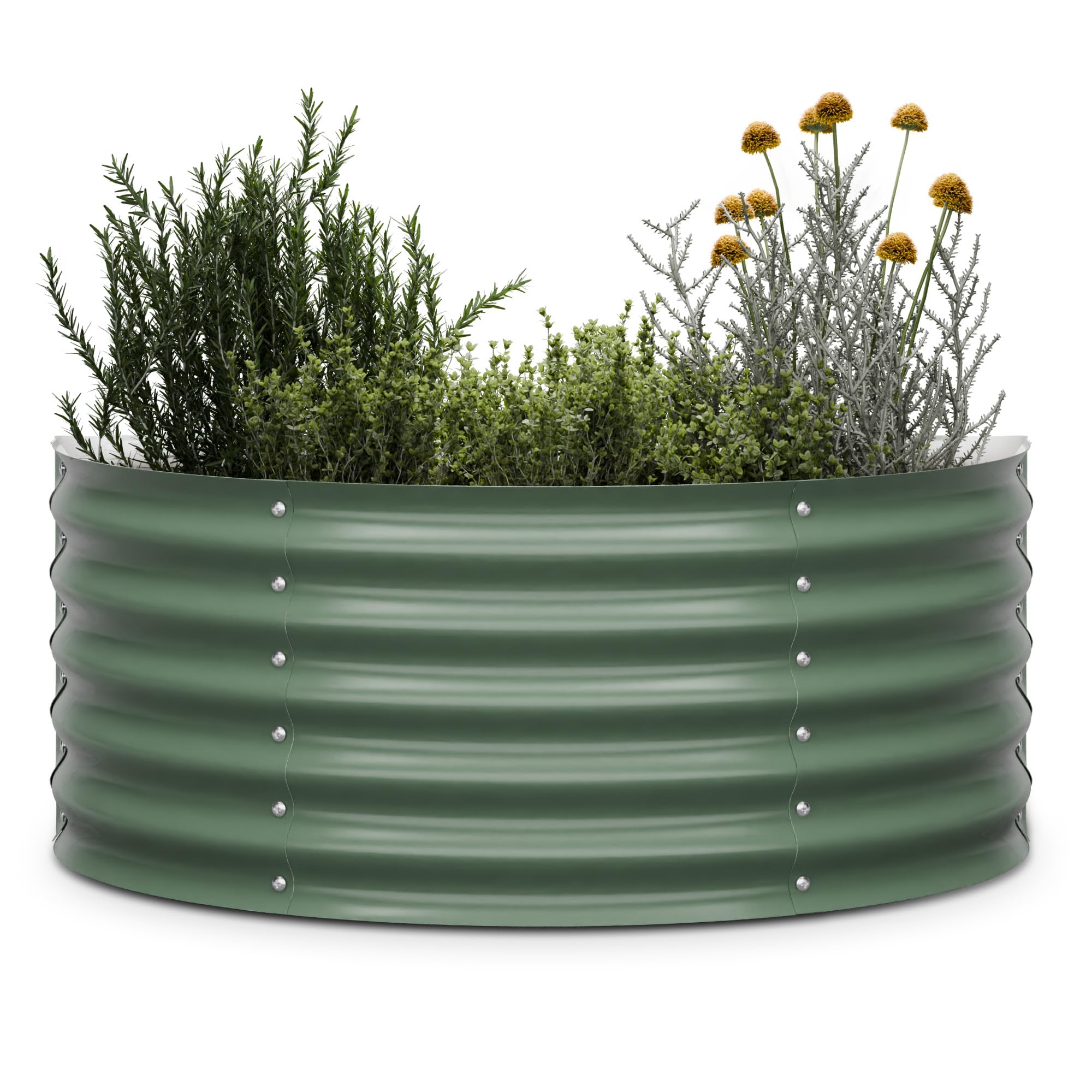 Blumfeldt Dark Moss High Grow Half Circle Raised Bed For Garden, Ergonomic 200L Planter In Frost & Rust-Proof Galvalume Steel, 43Cm Height For Easy Gardening – Metal Design For Vegetables, Herbs & Flowers