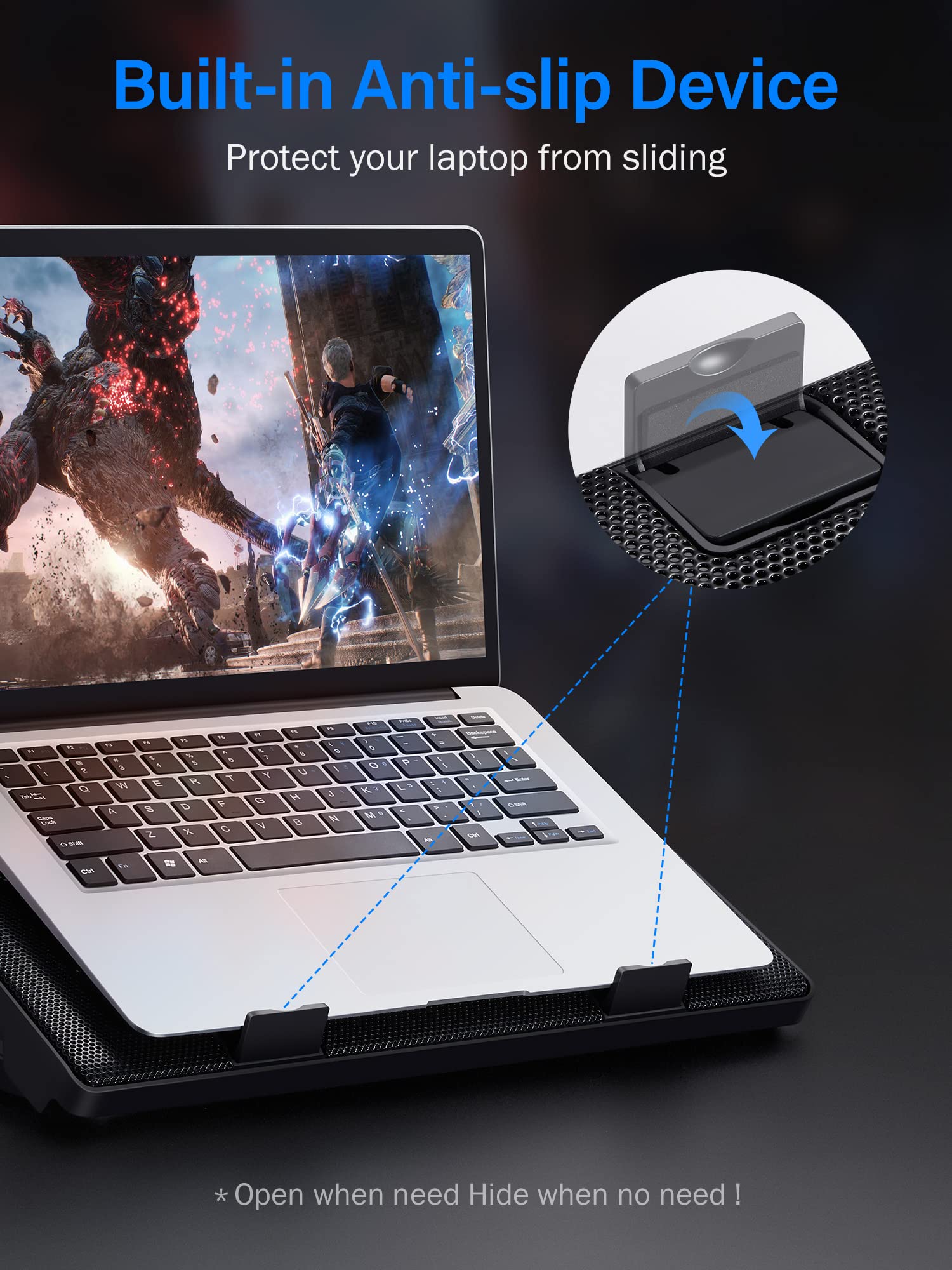 Kootek Laptop Cooling Pad 12"17" Cooler Pad Chill Mat 5 Quiet Fans LED Lights and 2 USB 2.0