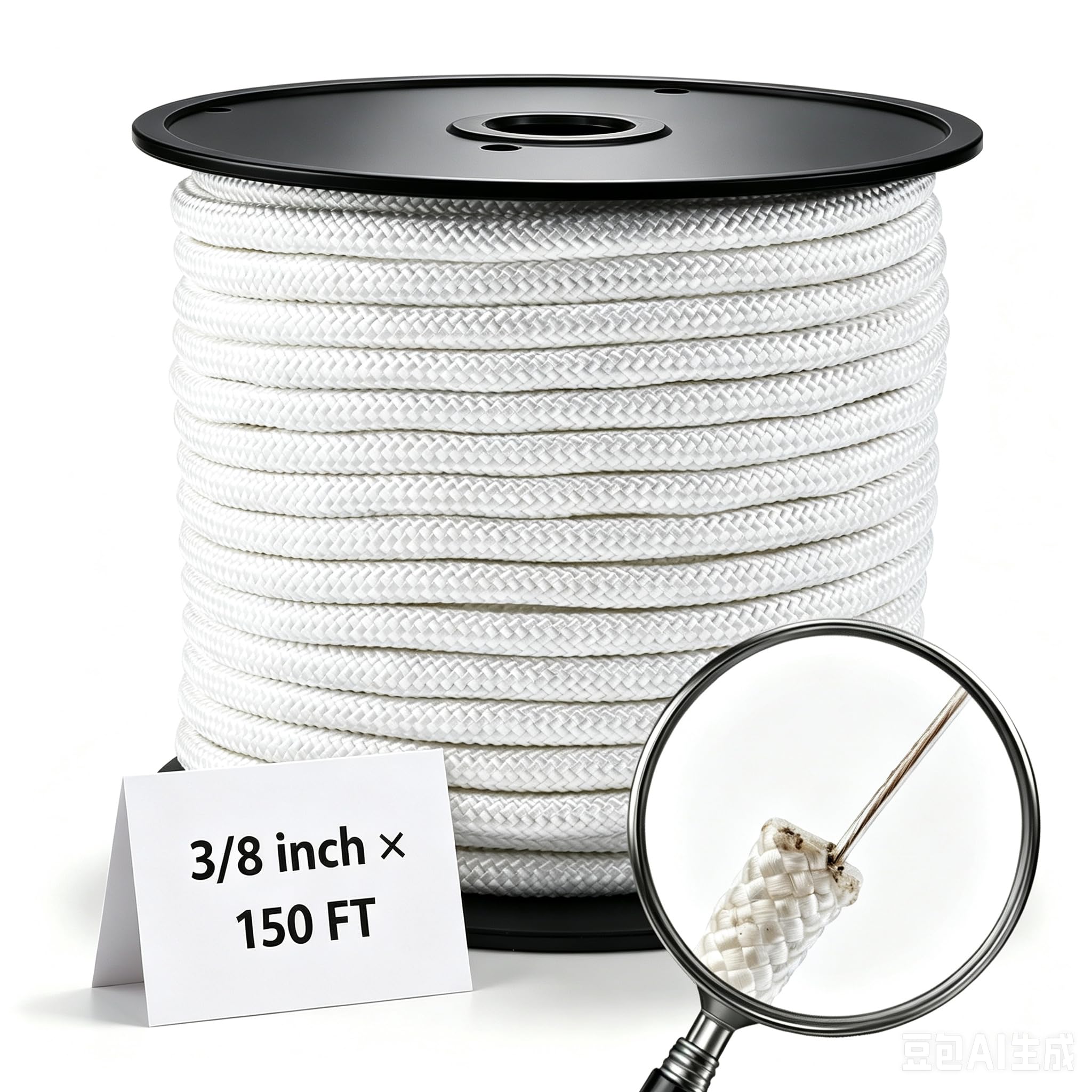Artilife Flag Pole Rope,3/8" Wire Center Flagpole Rope 150 FT,Braided Polyester Line with Steel Center Marine Grade (3/8" x 150 FT)