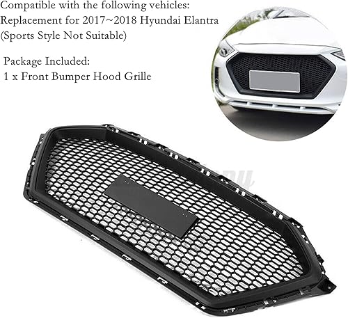 Miniatura 5 de Parrilla de parachoques delantero de plástico ABS, rejilla central delantera, rejilla media, repuesto para Elantra 2017 2018