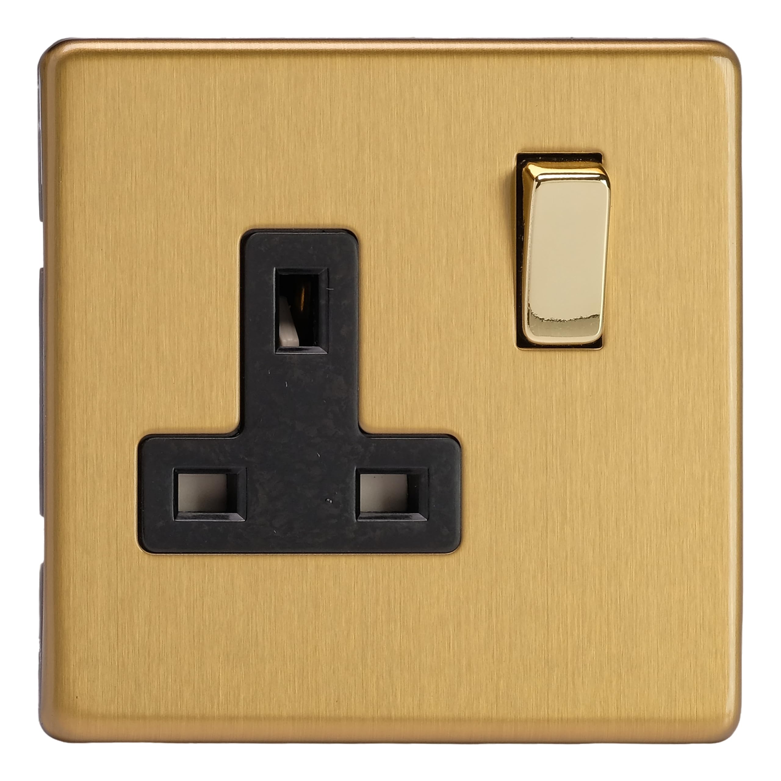 Varilight 1-Gang 13A Double Pole Switched Socket Brushed Brass