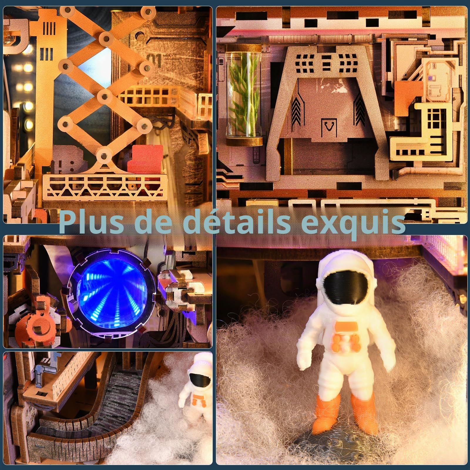 MiniCity Fonderie Aérospatiale Kit Book Nook DIY, Maquette en Bois avec LED