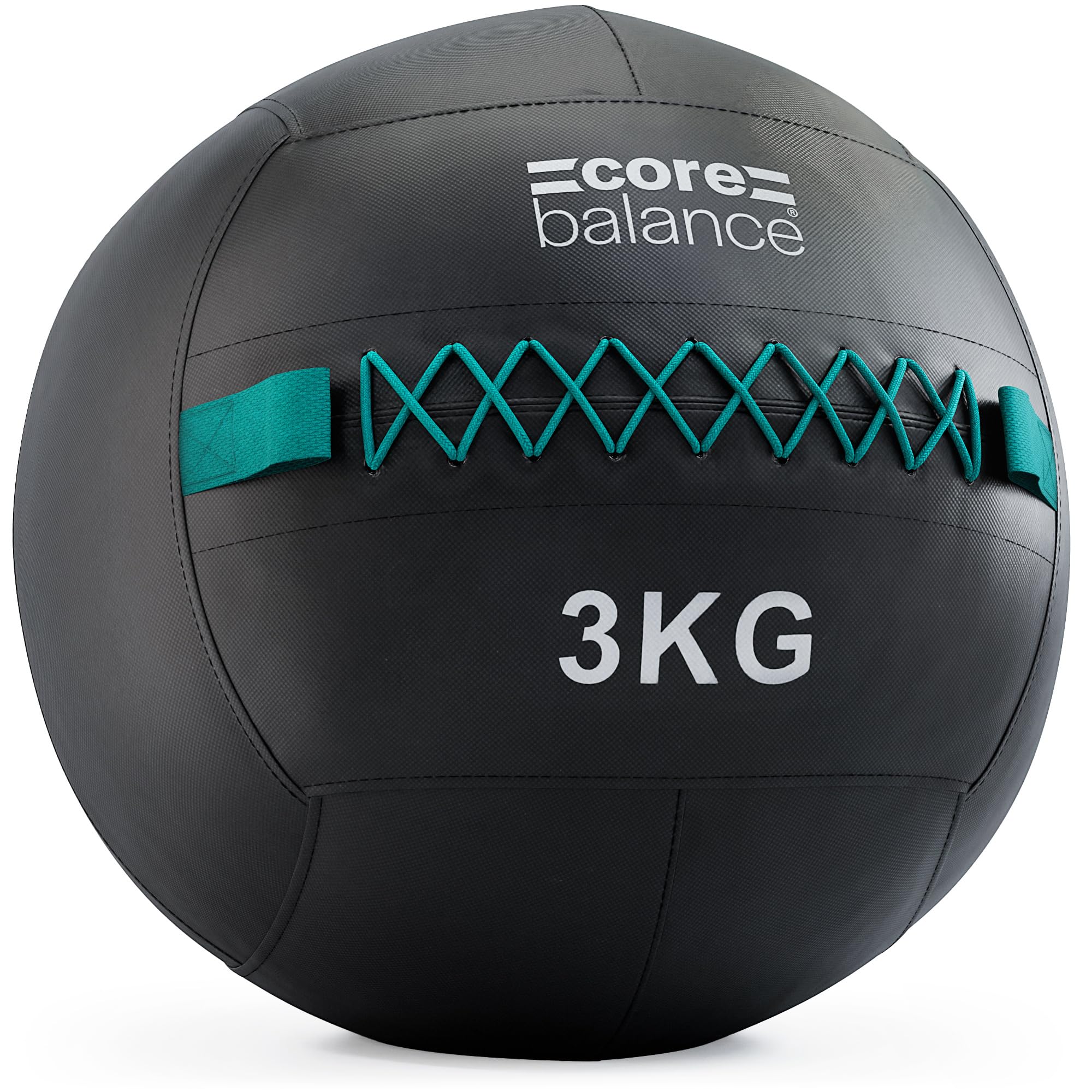 Core Balance Wall Ball 3kg, Weighted Exercise Ball for Dynamic Home, Gym & HIIT Workouts, Build Strength, Power, Endurance & Cardio Fitness, Heavy Duty PVC, Comfortable Grip, Balanced Weight, 35cm