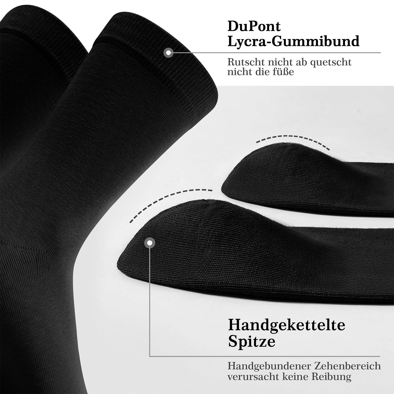 Fullluwaa 12 Paar Socken Herren Damen,Soft Baumwolle Herrensocken,Lange Arbeitssocken Schwarz