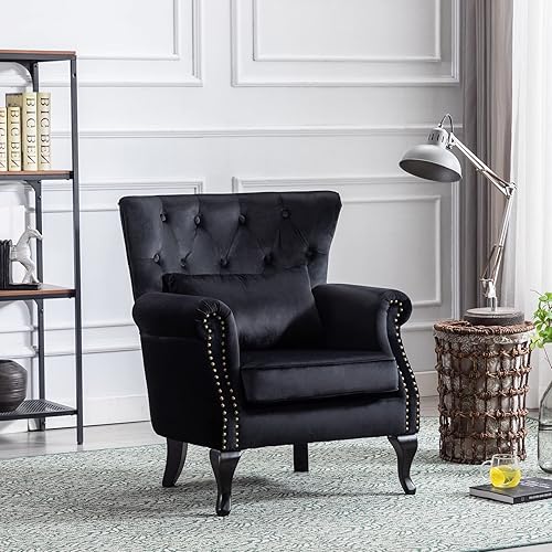 Miniatura 65 de Sillas de lectura Accent Midcentury - Sofá esquinero moderno y cómodo con respaldo copetudo para sala de estar, dormitorio, sala de recepción,