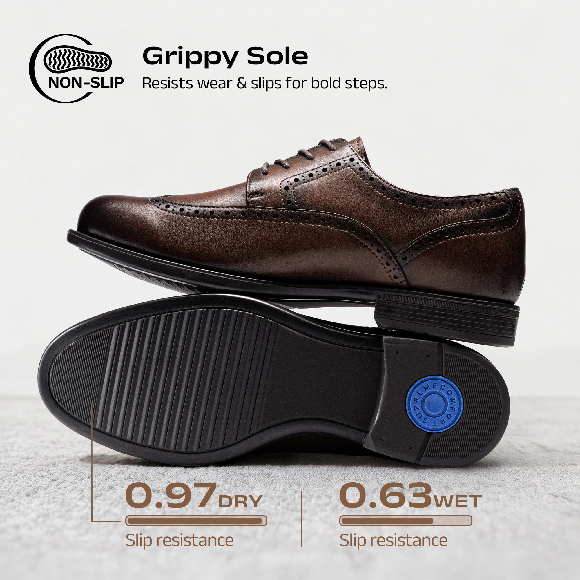 Bruno Marc Men's Brogue Wingtip Oxfords, Full Grain Leather Dress Shoes Flexible Forefoot for Work & Business Comfort Lightweight Lace Classic Formal Shoes