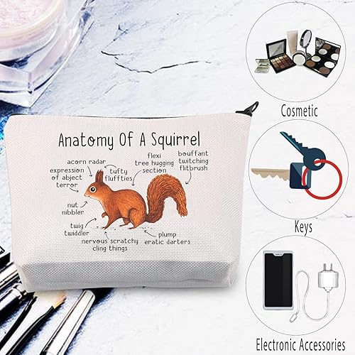 Miniatura 7 de MNIGIU Bolsa de cosméticos de ardilla para amantes de la ardilla, regalo de anatomía de una ardilla, bolsa de maquillaje con cremallera, bolsa de