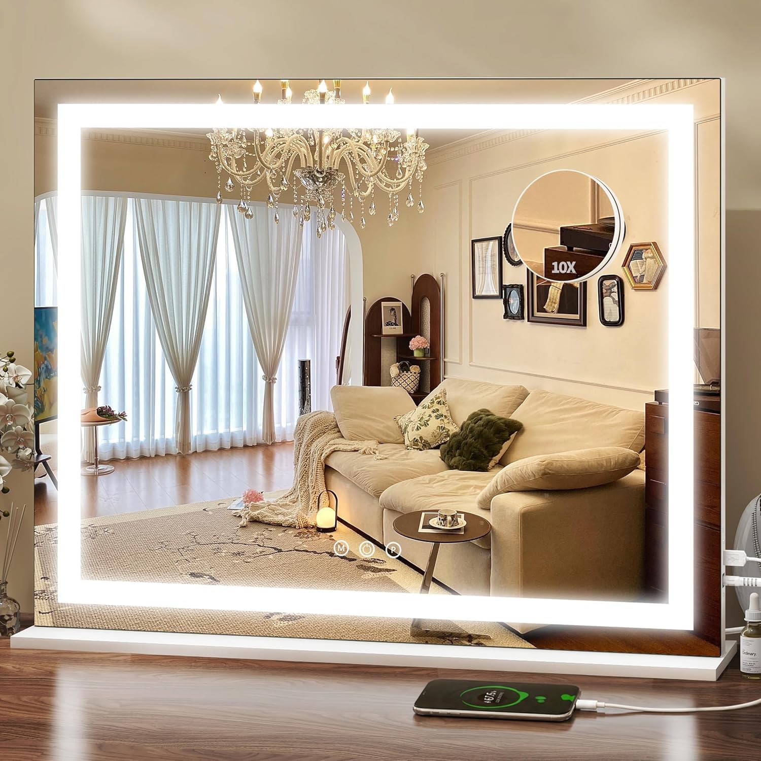 Tuocal Vanity Mirror with Lights Dressing Table Mirror 70 x 50cm