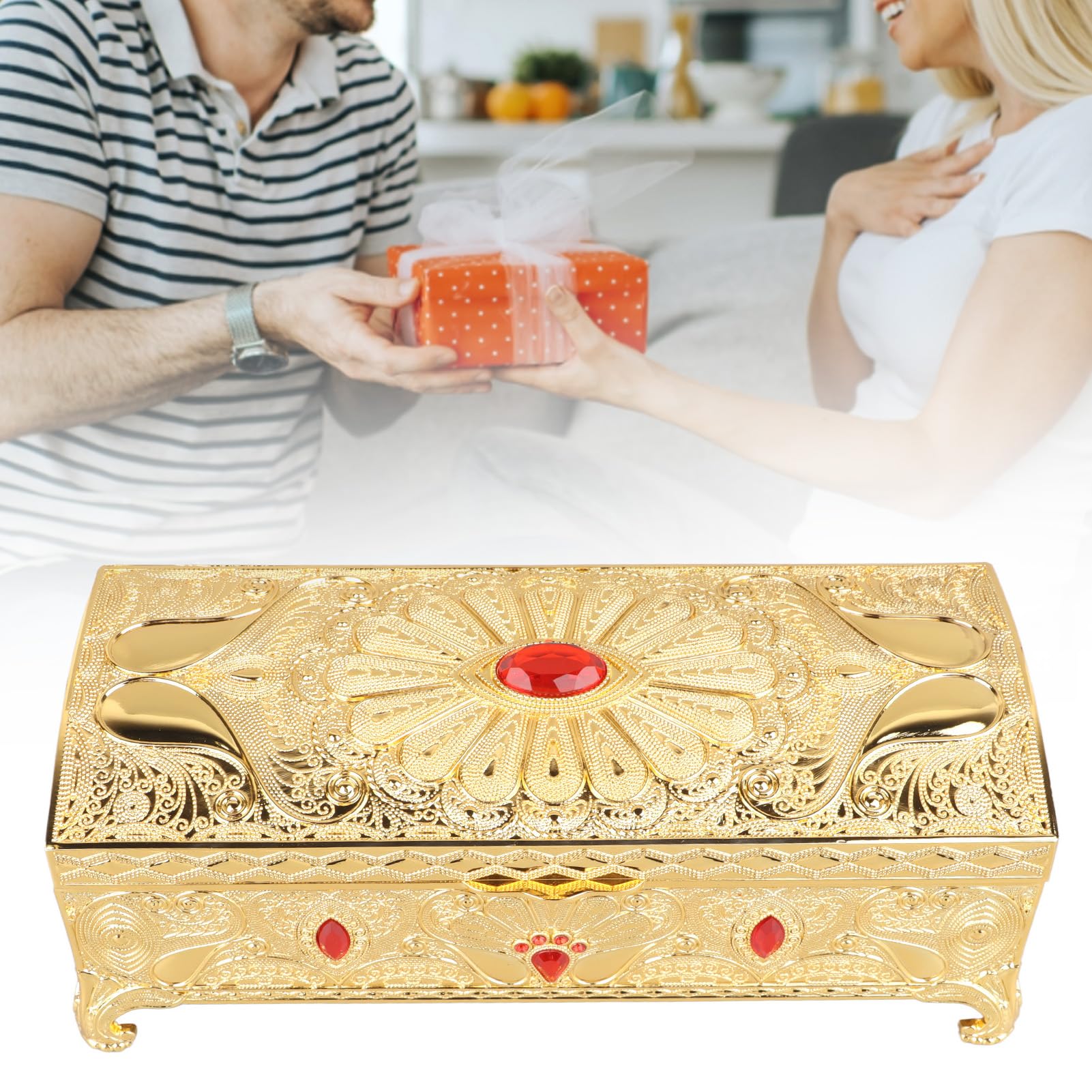 Boîte à bijoux - Grand coffre à bijoux en forme de malle en verre aux