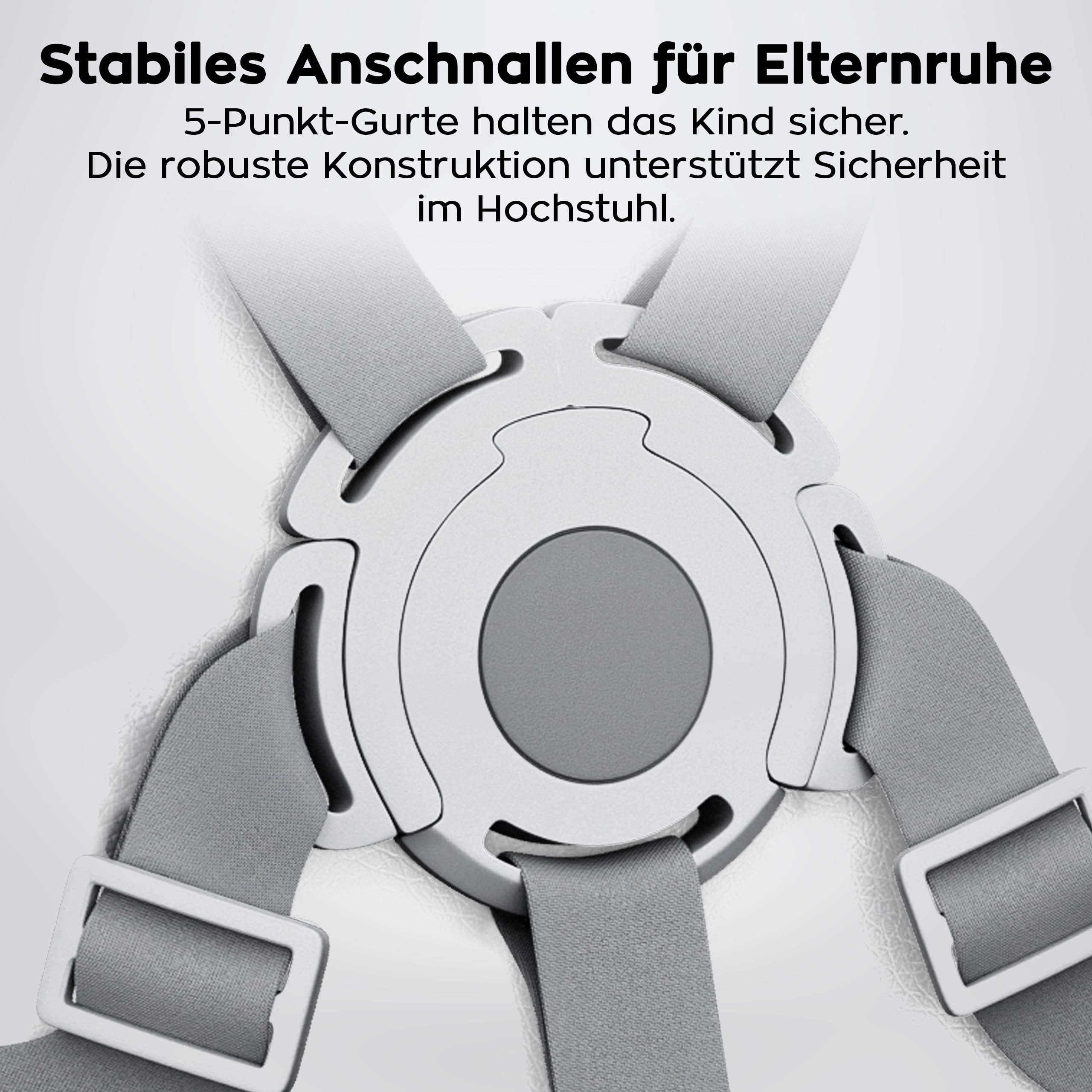 Tulano Morsel 30 Hochstuhl Baby, höhenverstellbar, klappbar, mit Tablett, 5-Punkt-Gurt, abnehmbares Tablett spülmaschinenfest, für Babys ab 6 Monate, Kinderhochstuhl Grau