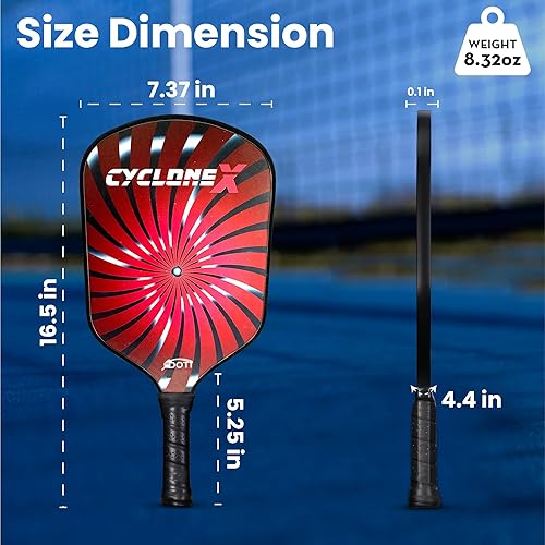 Miniatura 2 de DOTi Juego de paletas de pickleball de fibra de carbono de alto giro: superficie con infusión de abrasión, diseño alargado para mejorar la potencia