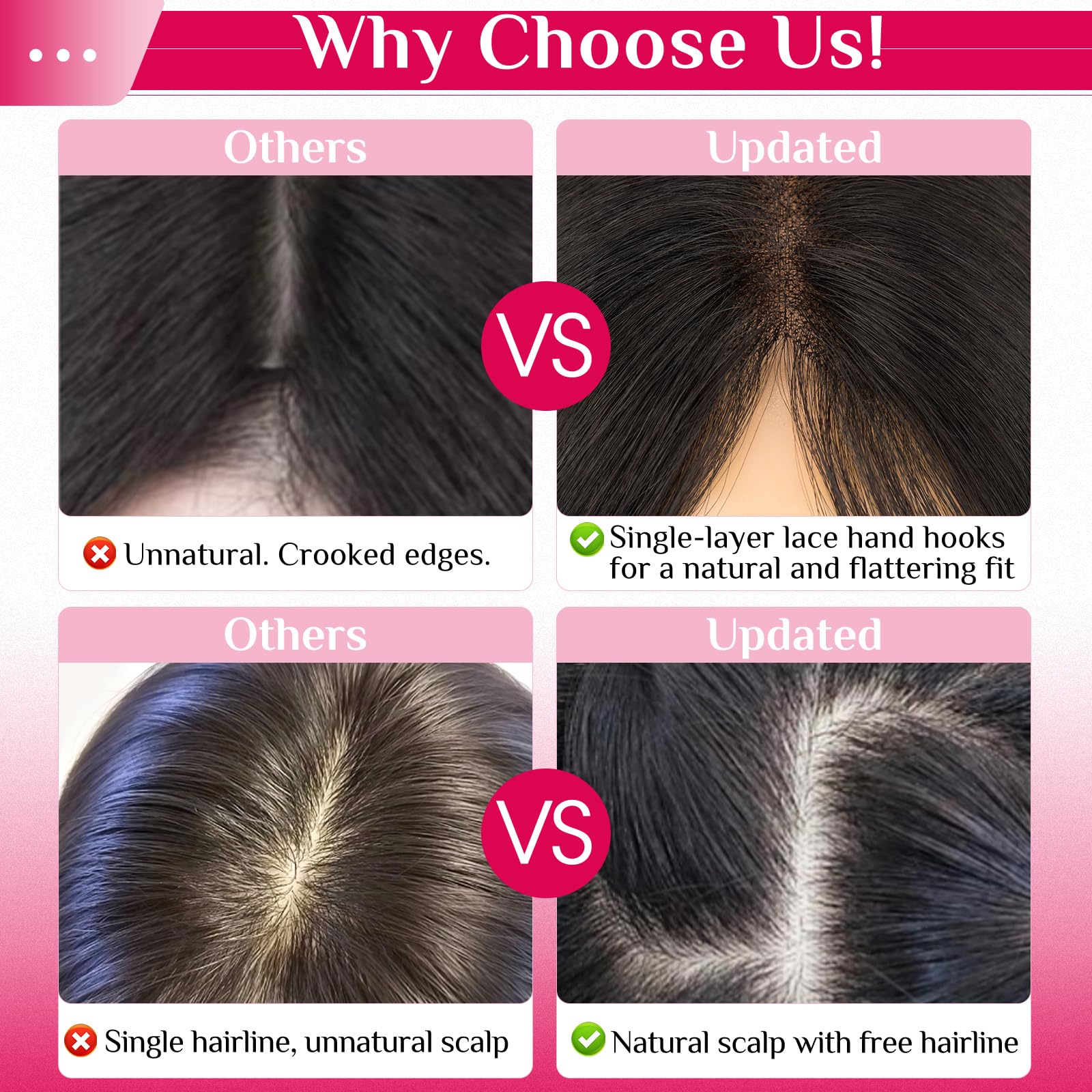 MY-LADY Human Hair Topper with Bangs Medium Brown Mix Dark Blonde Silk Base Real Hair Toppers for Thinning Hair Women 11 Inch Clip in Hairpieces #4/27 - Image 4
