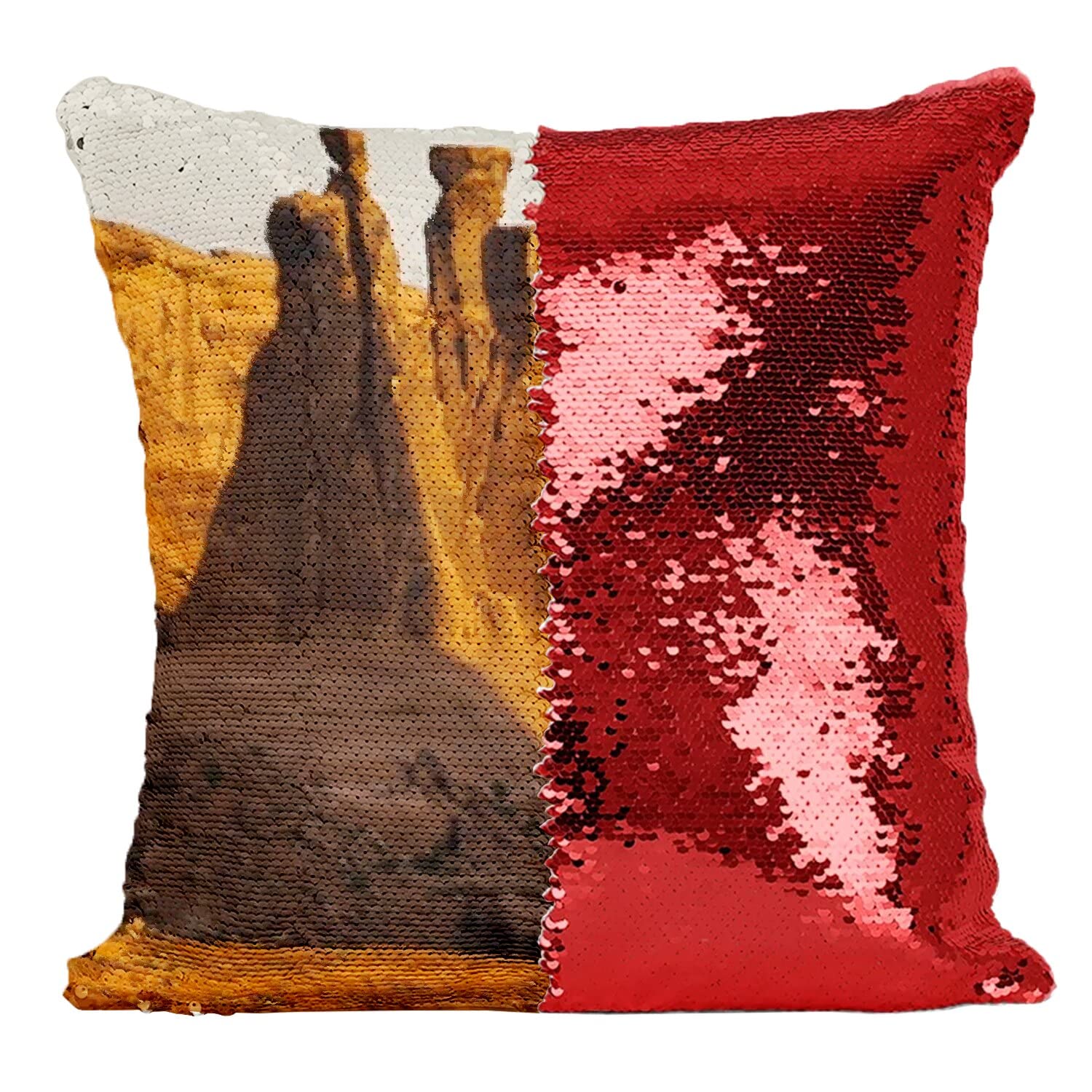 Coussin avec housse sequin paillettes rouge Grand Canyon