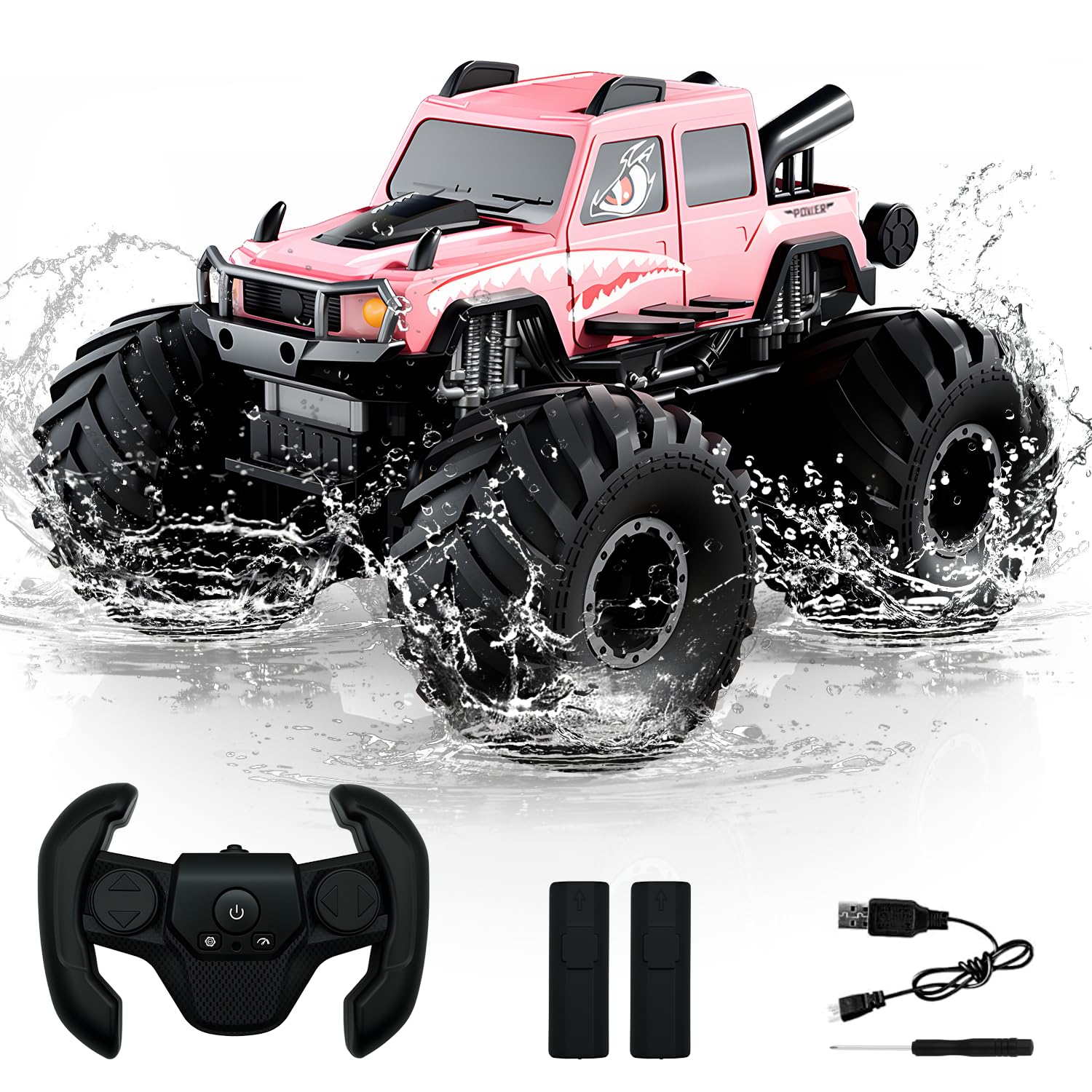 Amphibious Remote Control Trucks 2 4G 1 18 4WD All Terrain Off-Road Waterproof Monster RC Cars Pool Toys