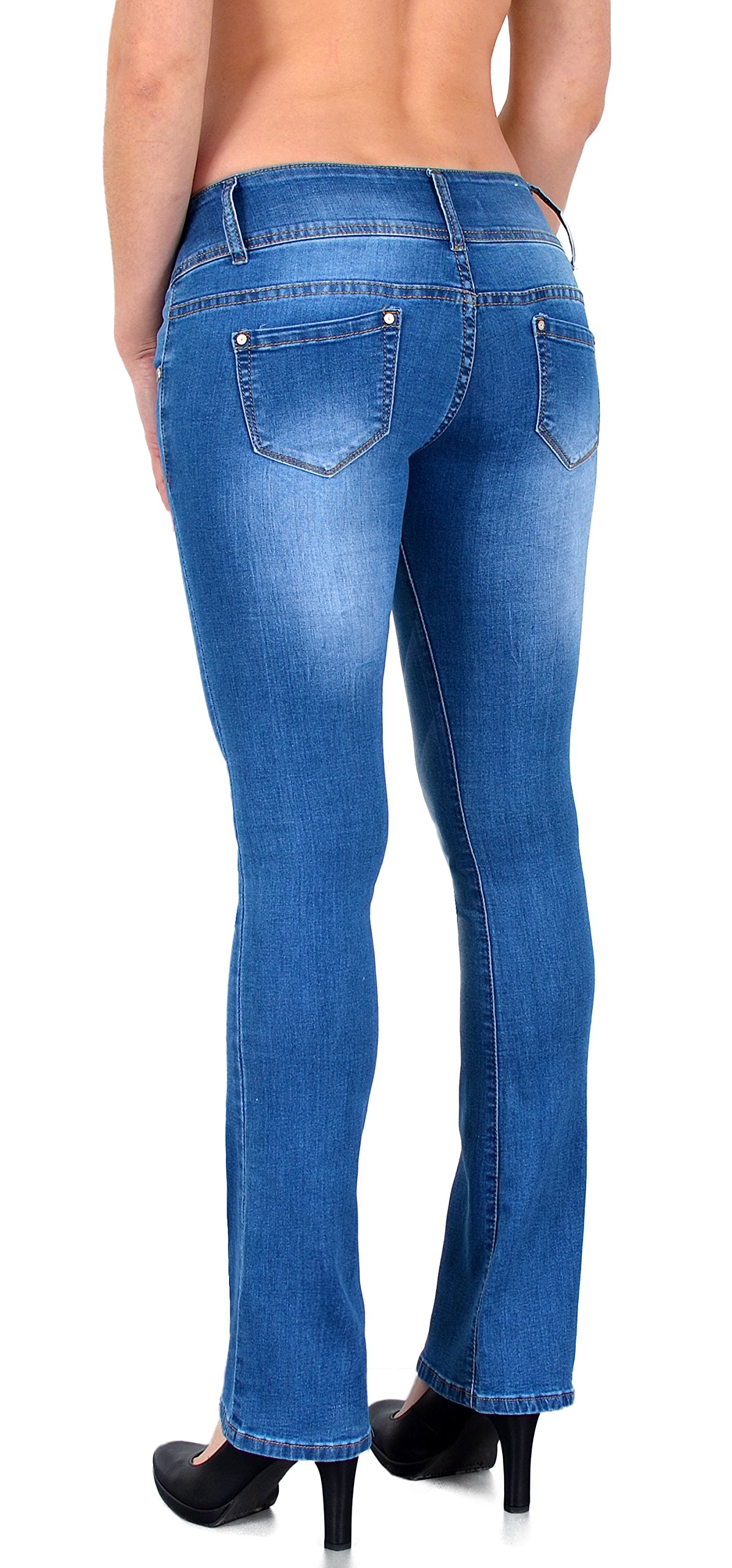 ESRA Bootcut Jeans Damen Low Waist Jeans Damen Stretch Schlaghose bis Übergröße B200