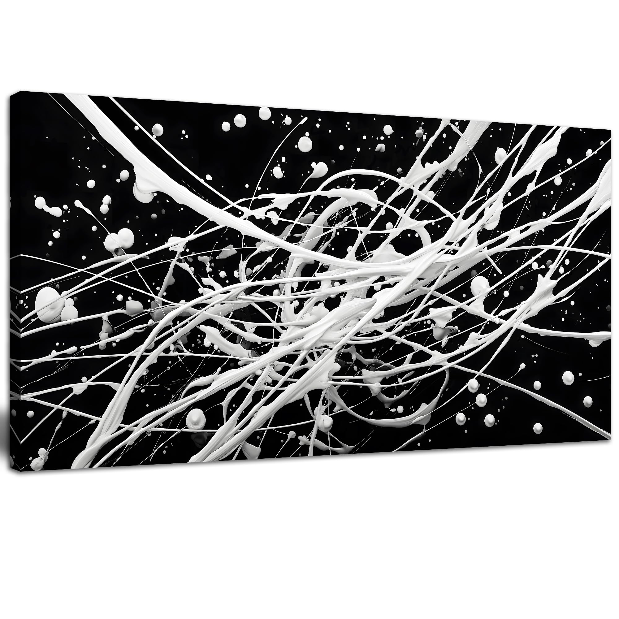 Photo 1 of Trogonup Black Abstract Wall Art for Living Room Minimalist White Art Large Artwork for Bedroom Office Modern Canvas Prints Ready to Hang 20x40 Inch