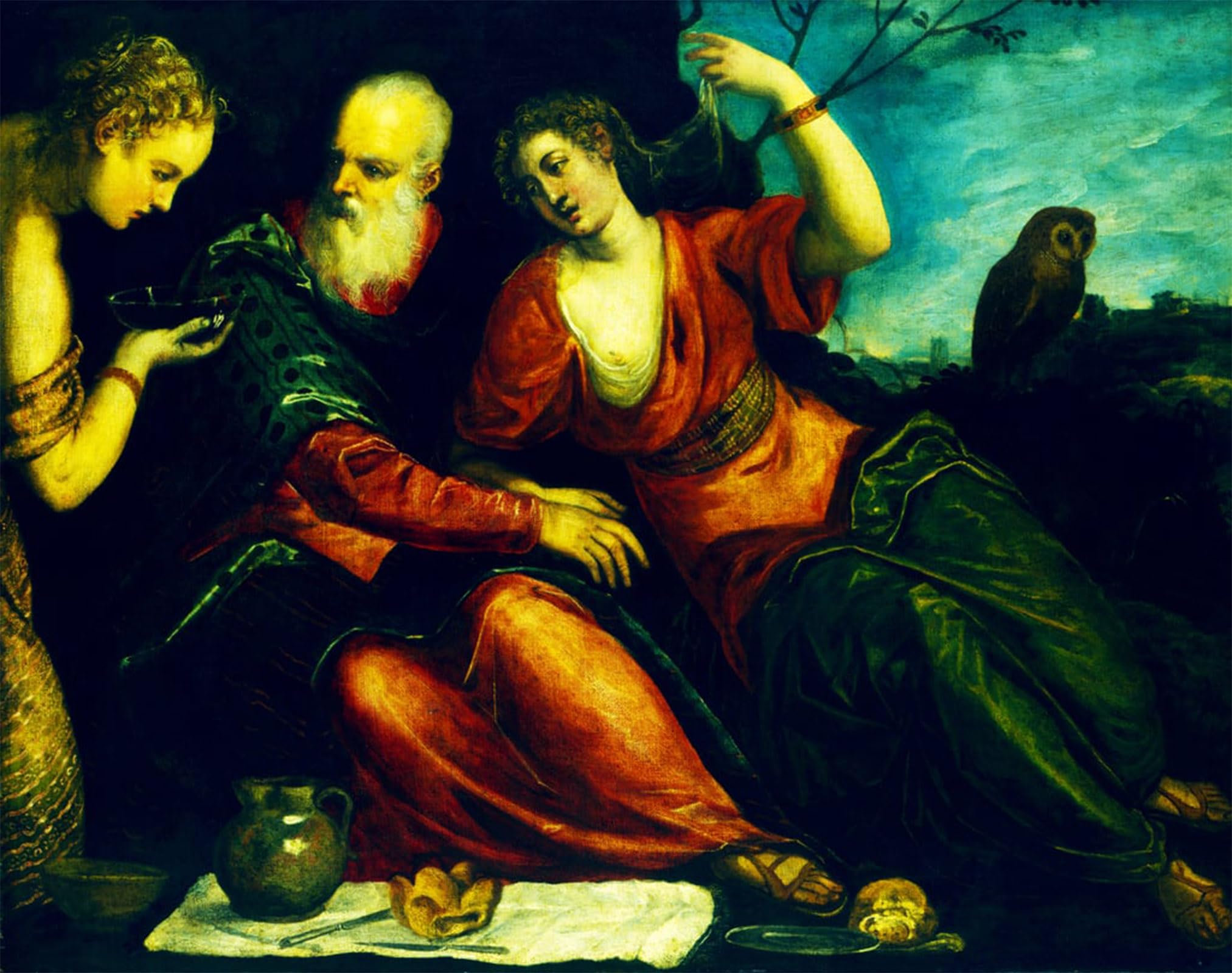 SERENDIPITP Vintage Wall Art Canvas Nordic Poster Canvas Print Picture Lot and His Daughters by Jacopo Robusti Tintoretto Wall Art Poster for Home Decor 60x90cm
