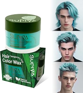 Temporary Hair Styling Color Wax, Green Blue Purple Red Hair Dye Color Wax Washable Natural Instant Hair Coloring Cream for DIY Hairstyle for Kids Men Women(Green#24)