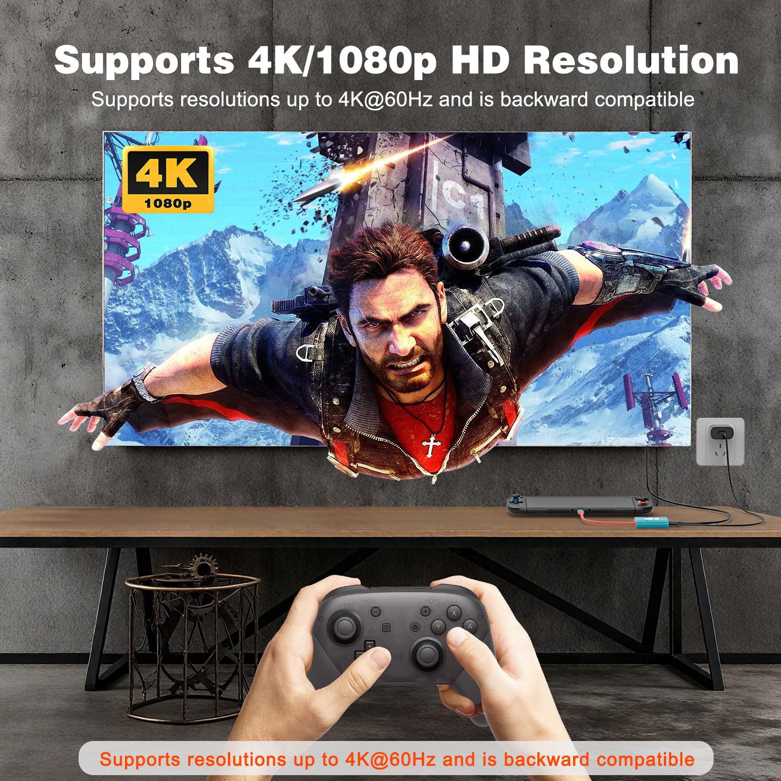 Tendak USB C na HDMI Adapter do przełącznika, 3 w 1 USB -C Hub z USB 3.0 PD Charge 4K Konwerter HDMI do przełącznika Nintendo/OLED