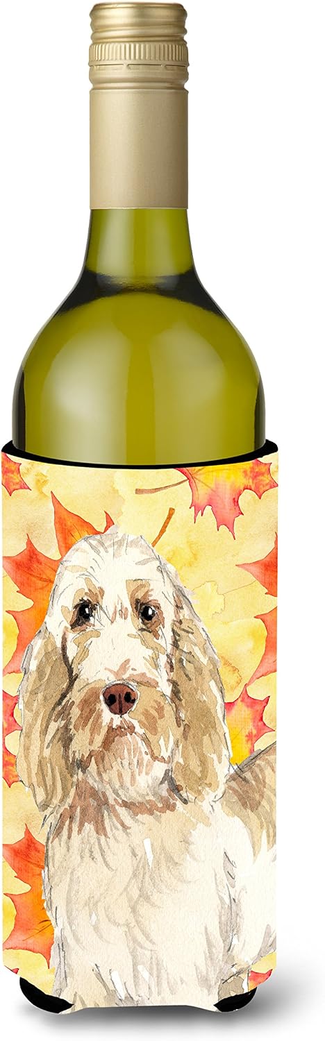 Caroline's Treasures CK1823LITERK Fall Leaves Spinone Italiano Wine Bottle Hugger Bottle Cooler Sleeve Hugger Machine Washable Collapsible Insulator Beverage Insulated Holder