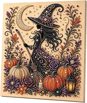 LuckyOkay Halloween Ghost Pearl Art DIY Kit, Spooky Cute 3D Diamond-Painting Crafts for Adults, DIY Fall Home Decor Wall Art, Beginner DIY Seasonal Party Gift