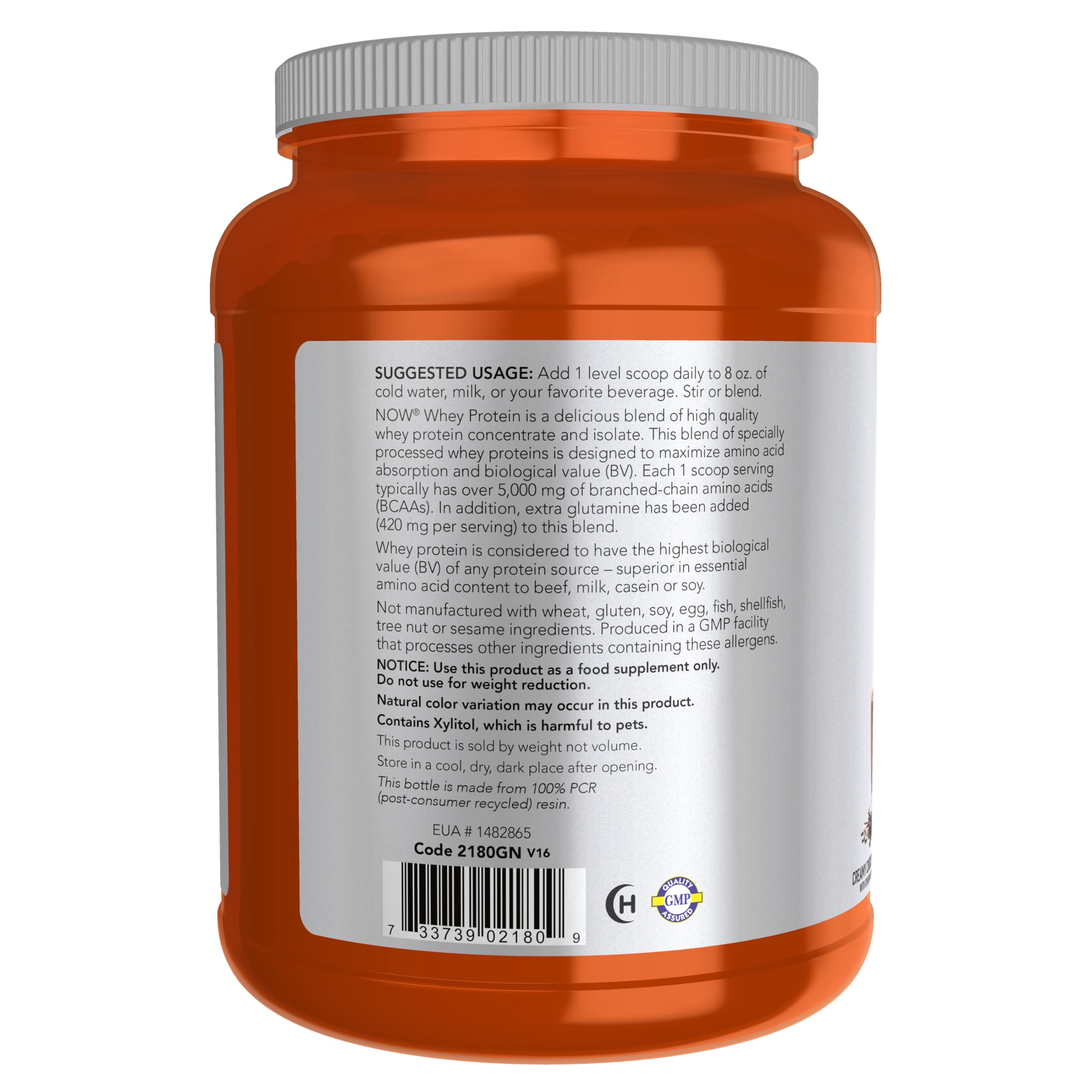 NOW Sports, Whey Protein 24 g With BCAAs, Creamy Chocolate Flavor, 2 lbs — Amazon image 3