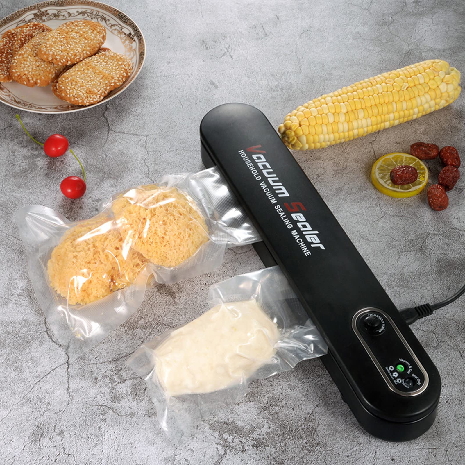 Vacuum Sealer Machine - Food Sealer, Dry Moist Food Modes, With Start Kit & Built In 𝑪utter, Easy To Clean Led Indicator Lights, For Home & Office