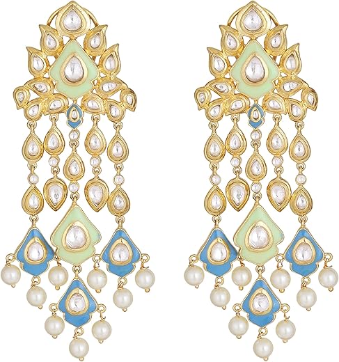 AURAA TRENDS Rhodium Plated American Diamond Zircon Blue and Green Earring Set For women and Girls AT-1112