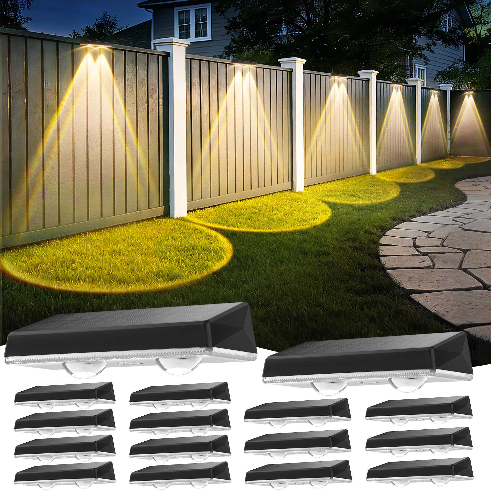 Solarlampen für außen wand, Solar Wandleuchte aussen, solarwandleuchten außen 3 Beleuchtungsmodi LED aussenleuchte solar IP67 Wasserdicht außenbeleuchtung solar für Zaun Garten Terrasse 16er
