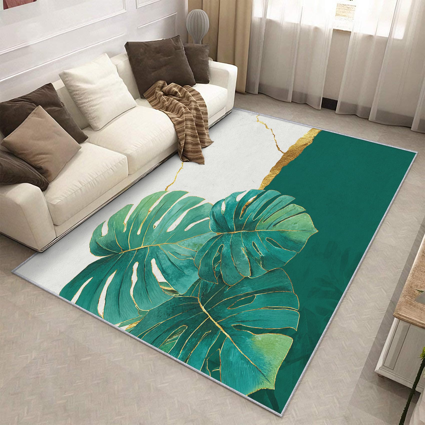 Grand tapis lavable et antidérapant 180 x 240 cm motif marbre