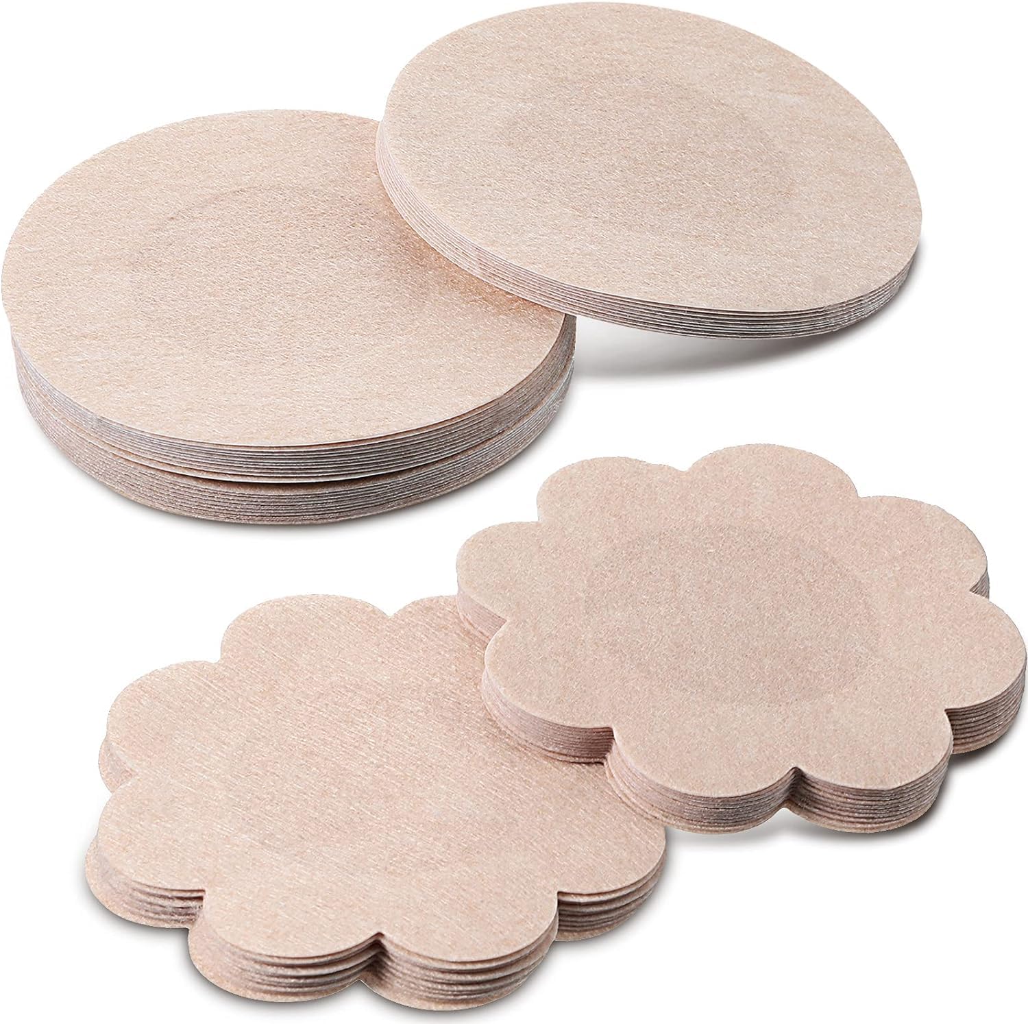 Nipple Covers for Women Disposable Nipple Breast Covers Breast Pasties Comfortable & Sexy Adhesive Satin Petals and Flower Shape Pasties Beige-image-9