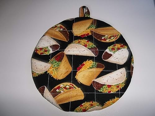 Pot Holders Heat Resistant Mexican Food Tacos Potholders Handmade Double Insulated Quilted Hot Pads Trivets 9 inches Round