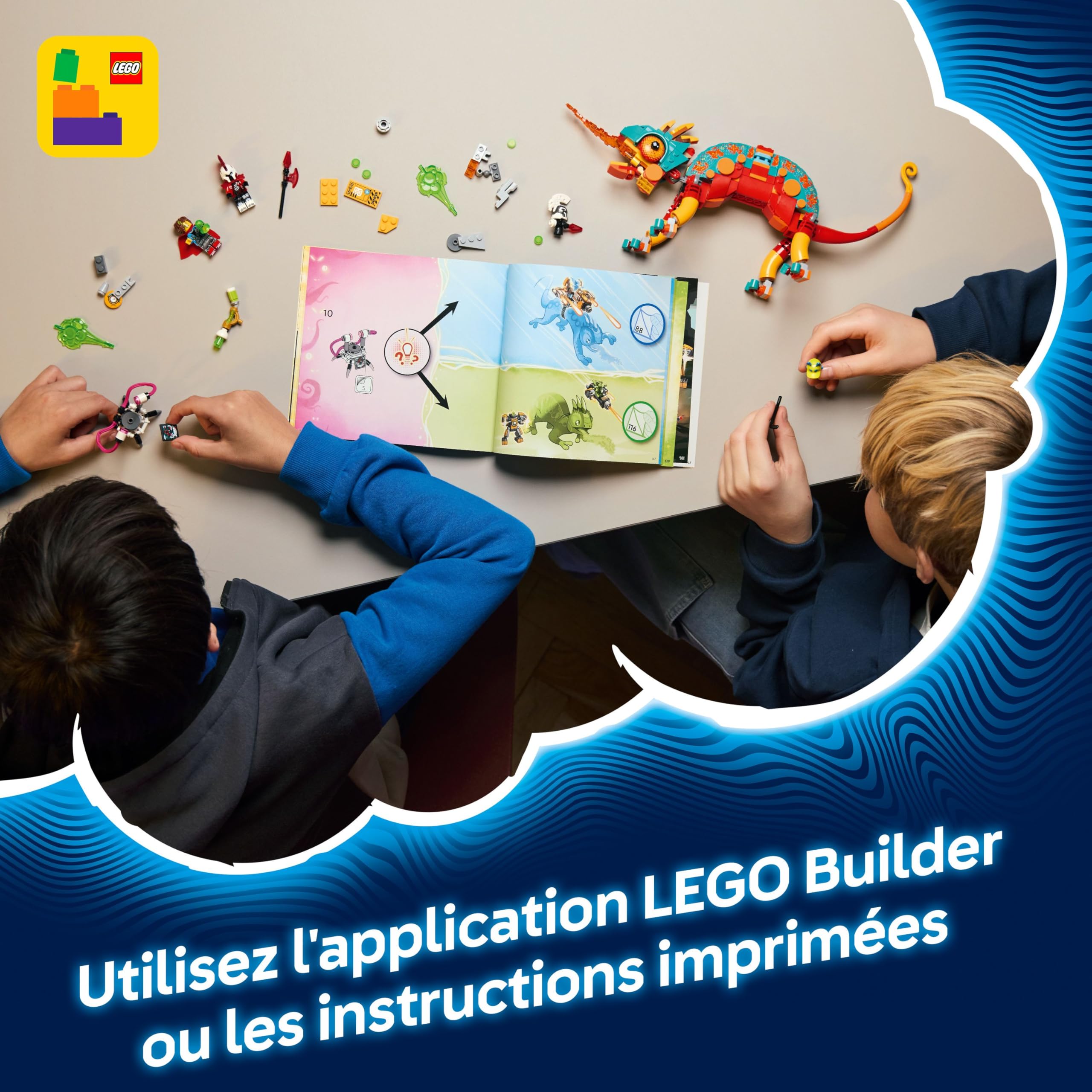 LEGO Dreamzzz Le Caméléon Cracheur De Feu de Mateo - Figurine d'animal Fantastique se Transformant en Jet & Robot ou Gardien - 2 Minifigurines - Jouet pour Garçon ou Fille dès 7 Ans - Cadeau 71492