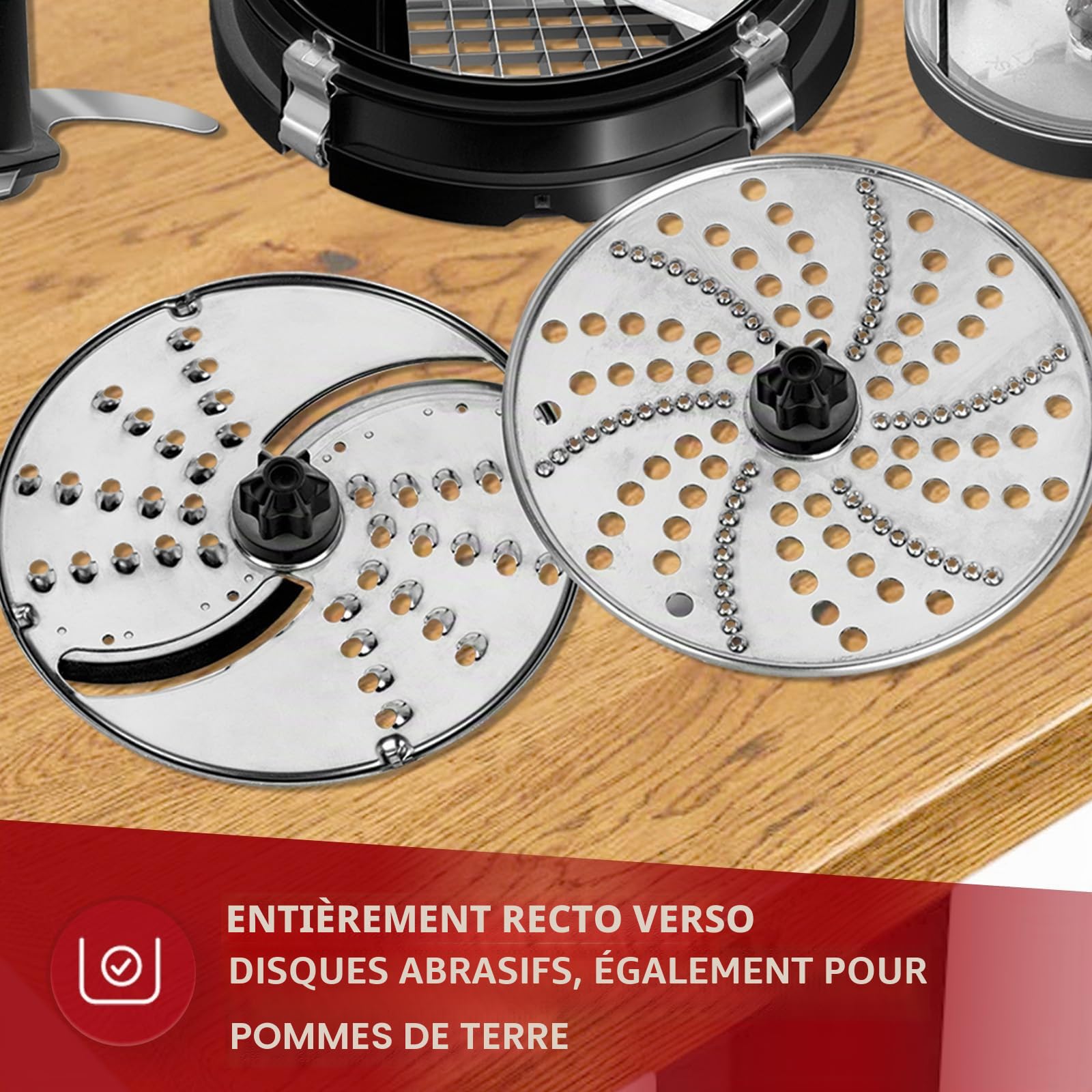 MPM MRK-17 Robot de Cuisine Multifonction, Processeur Alimentaire, Malaxeur, Mixeur, Hachoir, Râpe Tout-en-Un, Coupe-Patates, Accessoires en Acier Inoxydable Résistant au Lave-Vaisselle, 800W