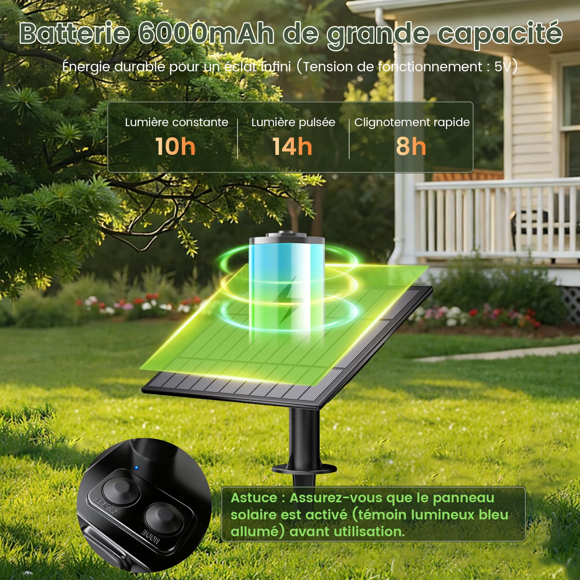 OHLUX Guirlande lumineuse solaire d'extérieur de 45,7 m avec télécommande, 62 ampoules LED S11 à intensité variable, étanchéité IP65, incassable, 2200 K, lampe suspendue E12 pour terrasse