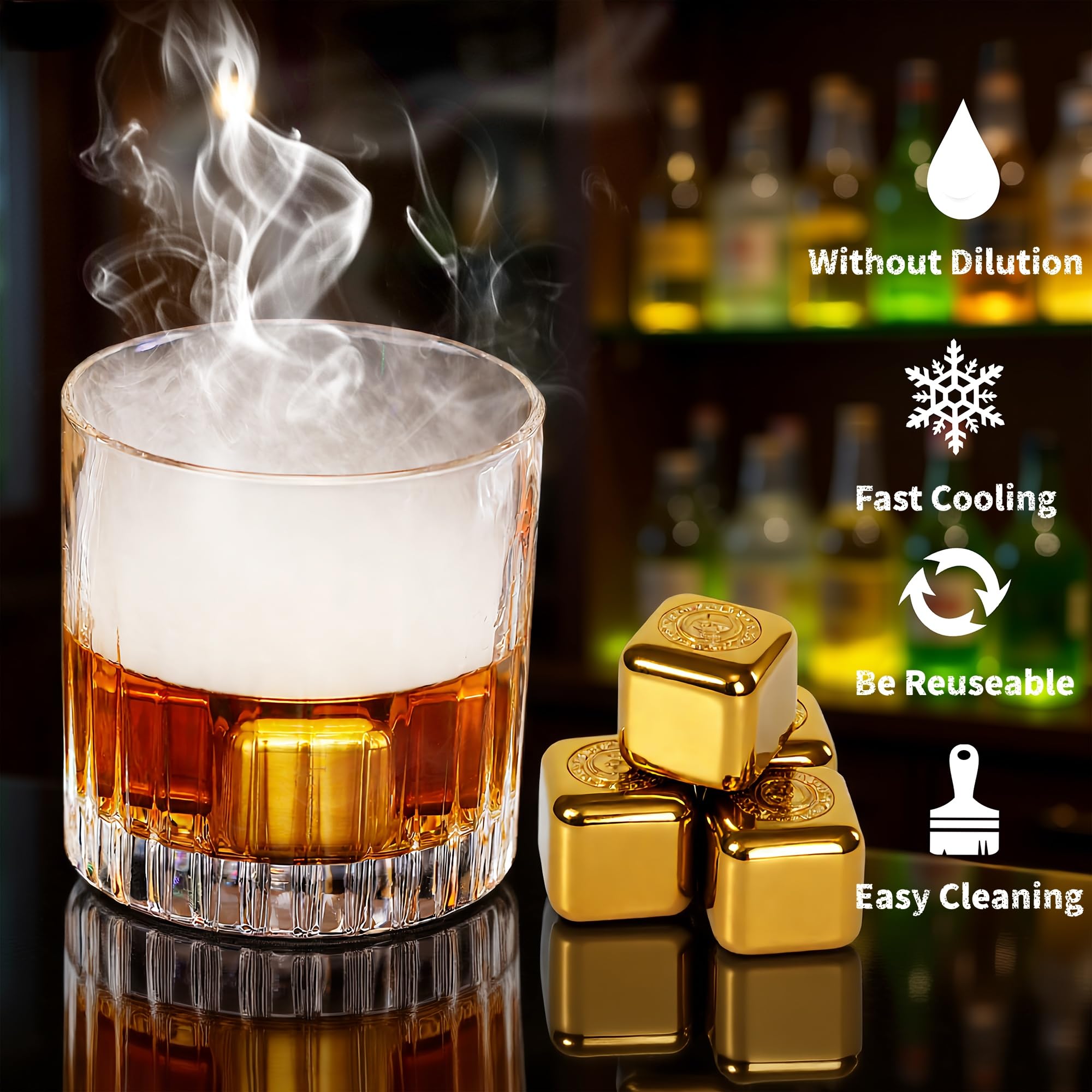 Kit de ahumador de whisky, kit de ahumador de bebidas antiguas, kit de ahumador de cóctel con linterna, 4 sabores de chips de madera y piedras de whisky, kit de ahumador de bourbon, regalos de