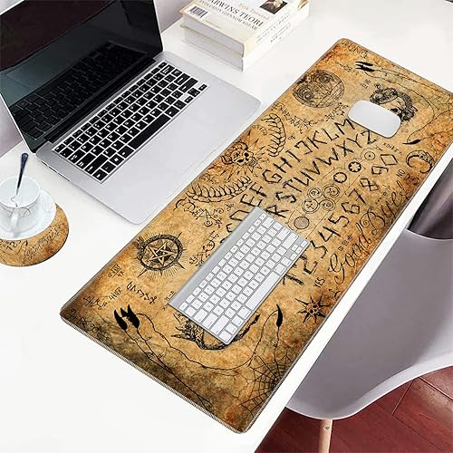 Miniatura 2 de Ouija - Alfombrilla de mouse grande para videojuegos, diseño misterioso de calavera mágica Wicca, alfombrilla para teclado de computadora,