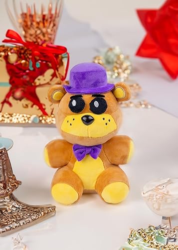 Miniatura 2 de Golden Freddy - Sombrero morado de 7 pulgadas (en stock de EE. UU.) Juguete de peluche de Fazbear dorado, figura coleccionable, figura coleccionable