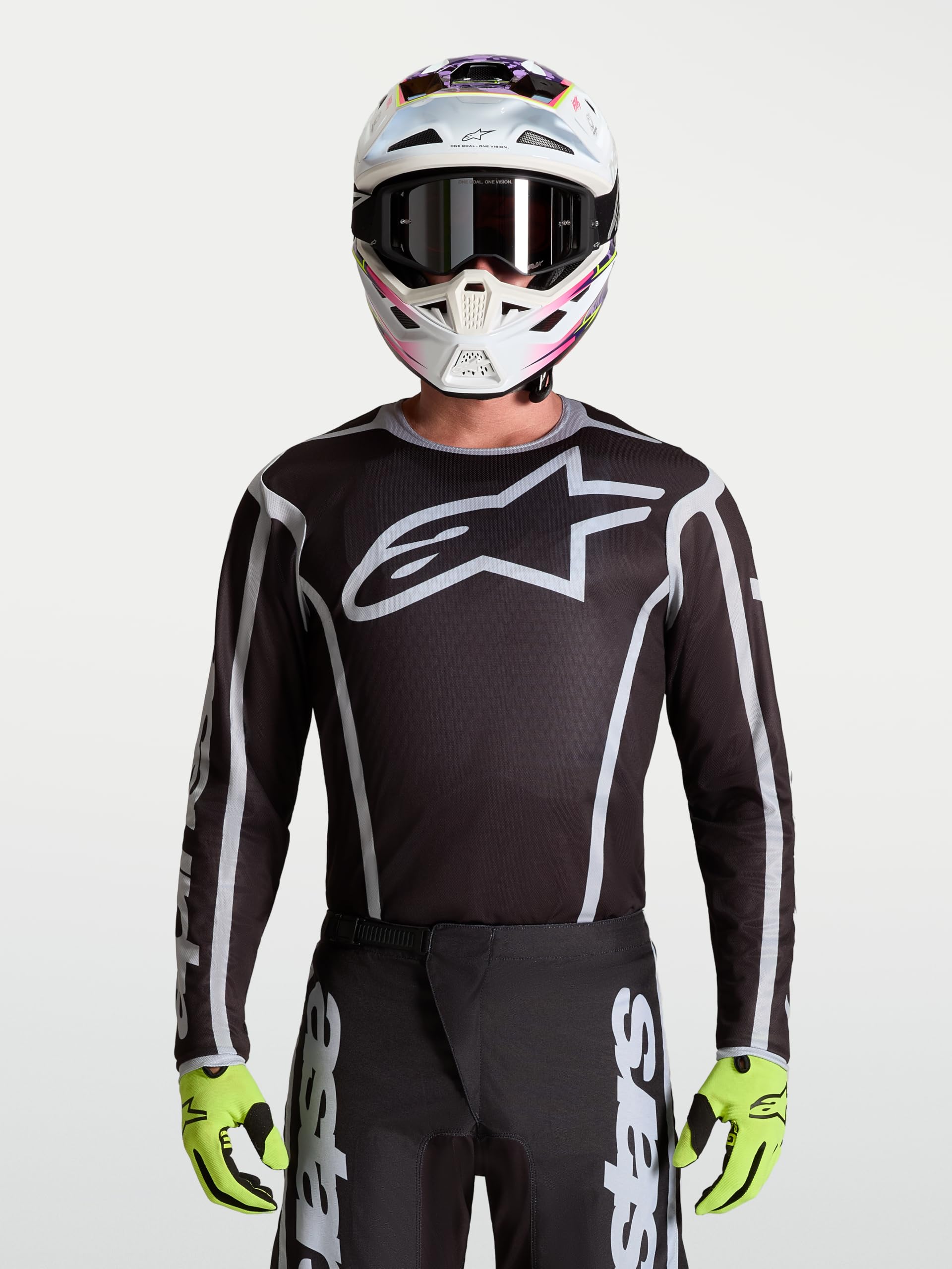 Alpinestars Fluid Apex V2 Maglia Motocross, nero/argento, XL